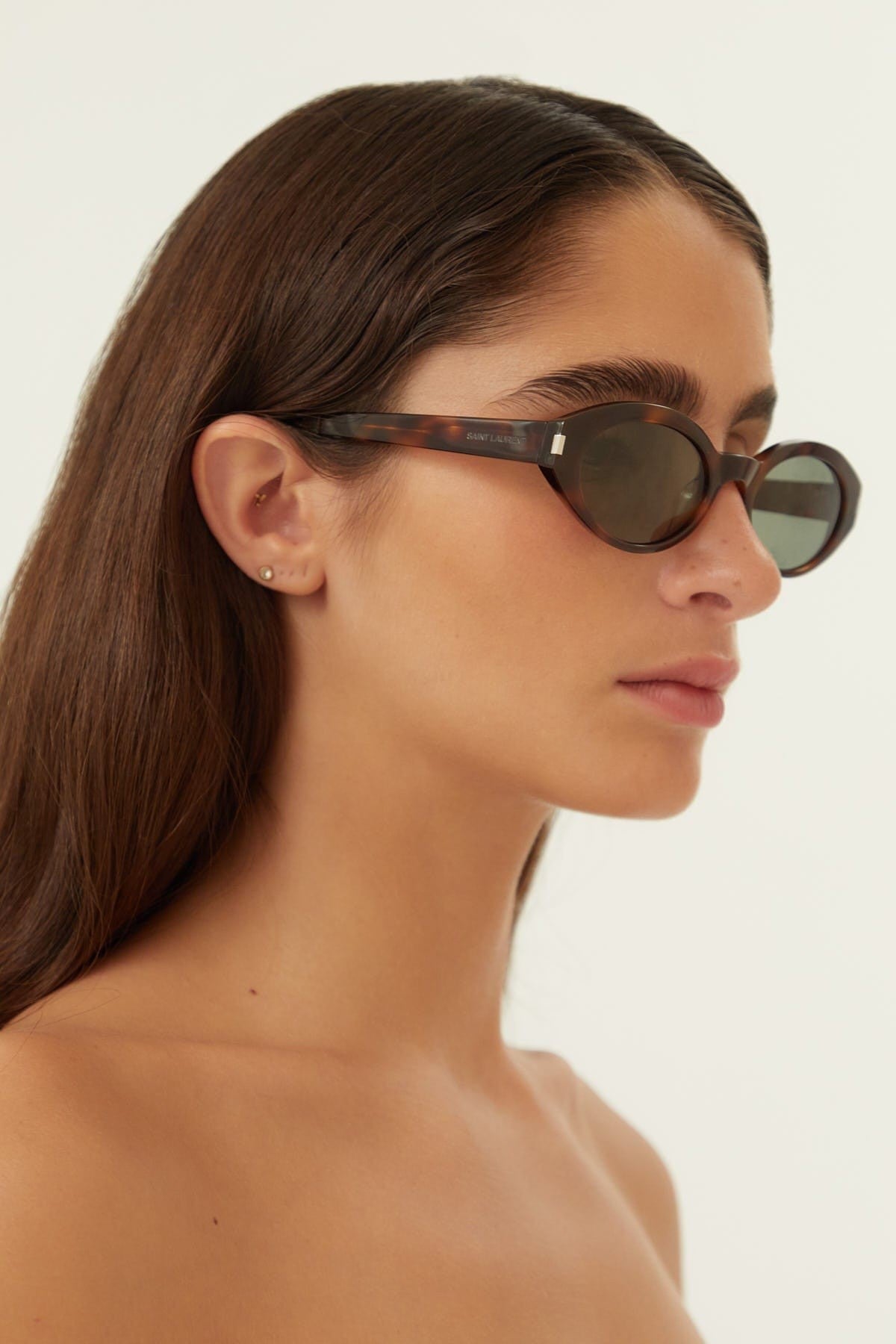 Saint Laurent oval micro havana sunglasses