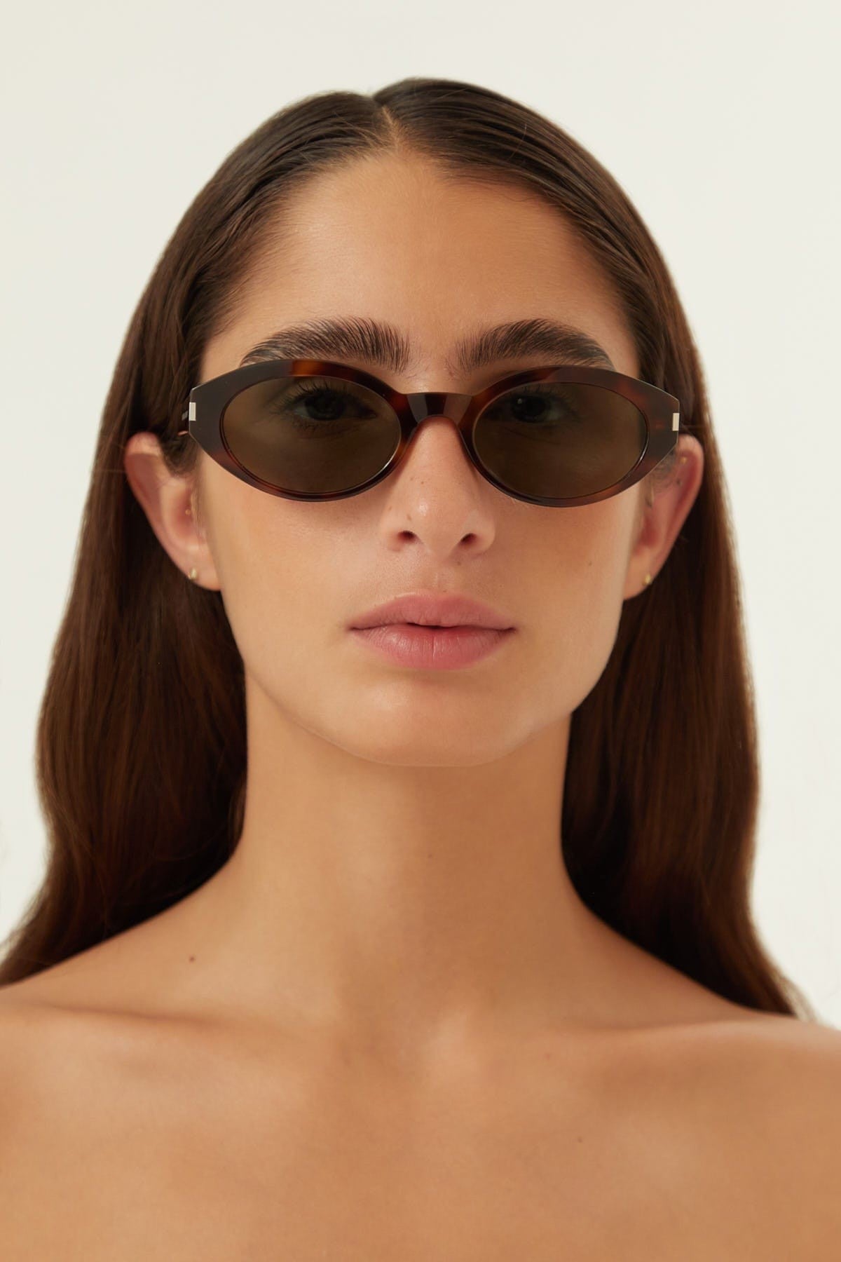 Saint Laurent oval micro havana sunglasses