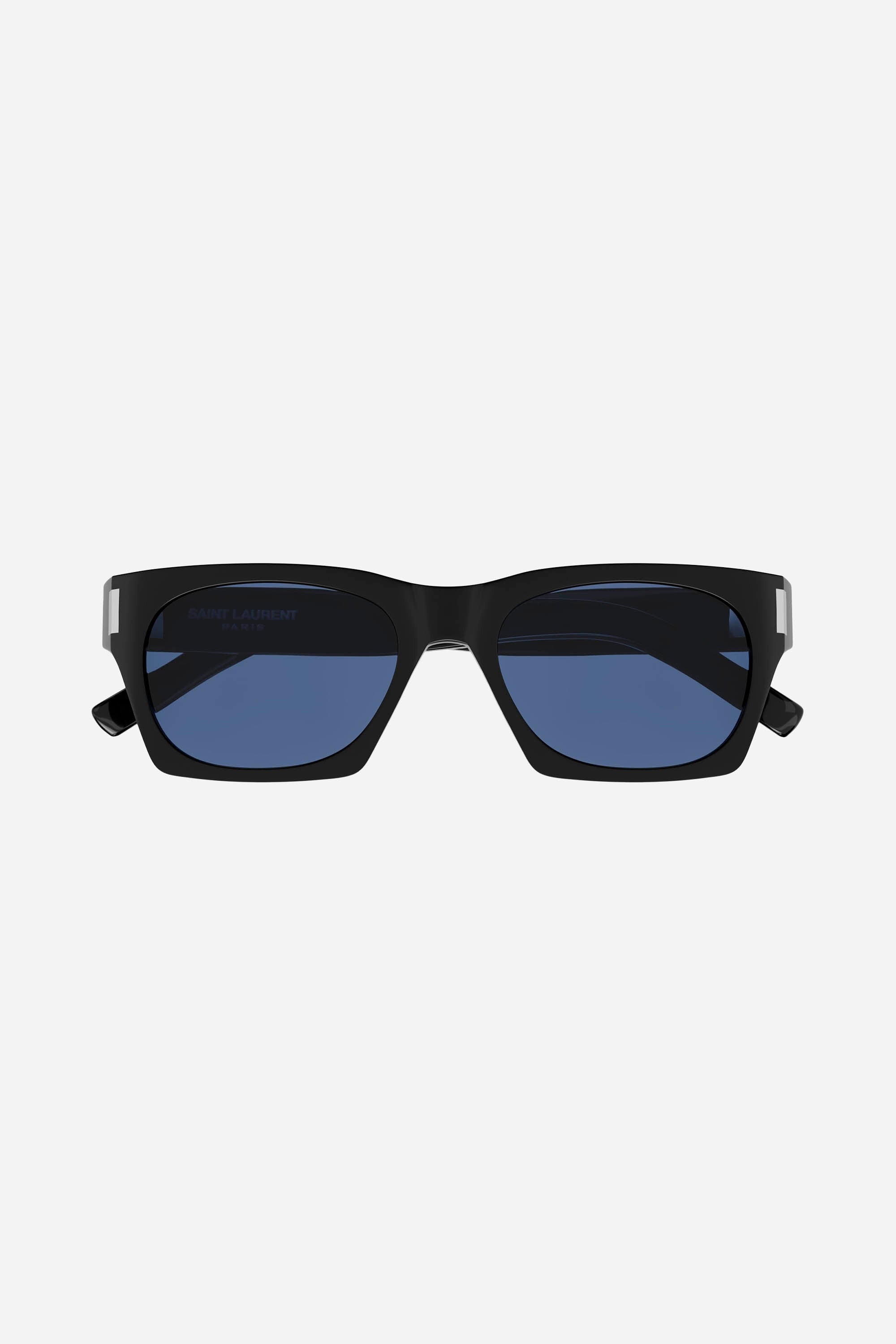 Saint Laurent rectangular sharp black and blue sunglasses