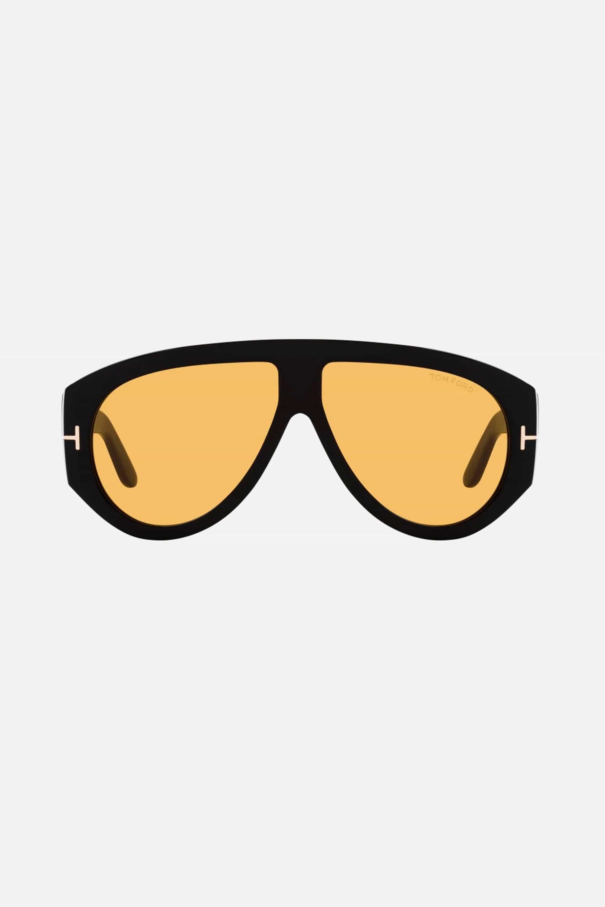 Tom Ford Bronson black and yellow pilot sunglasses