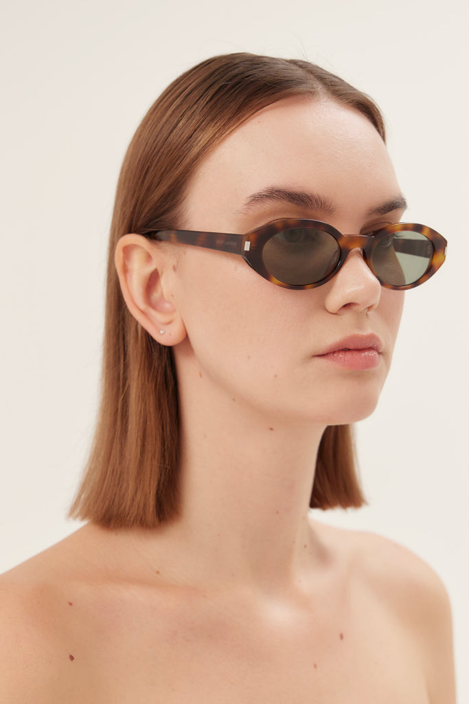 サングラス Saint Laurent Round Sunglasses Sl M136 Havana Saint Laurent Sl M136 Women Havana Round Sunglasses