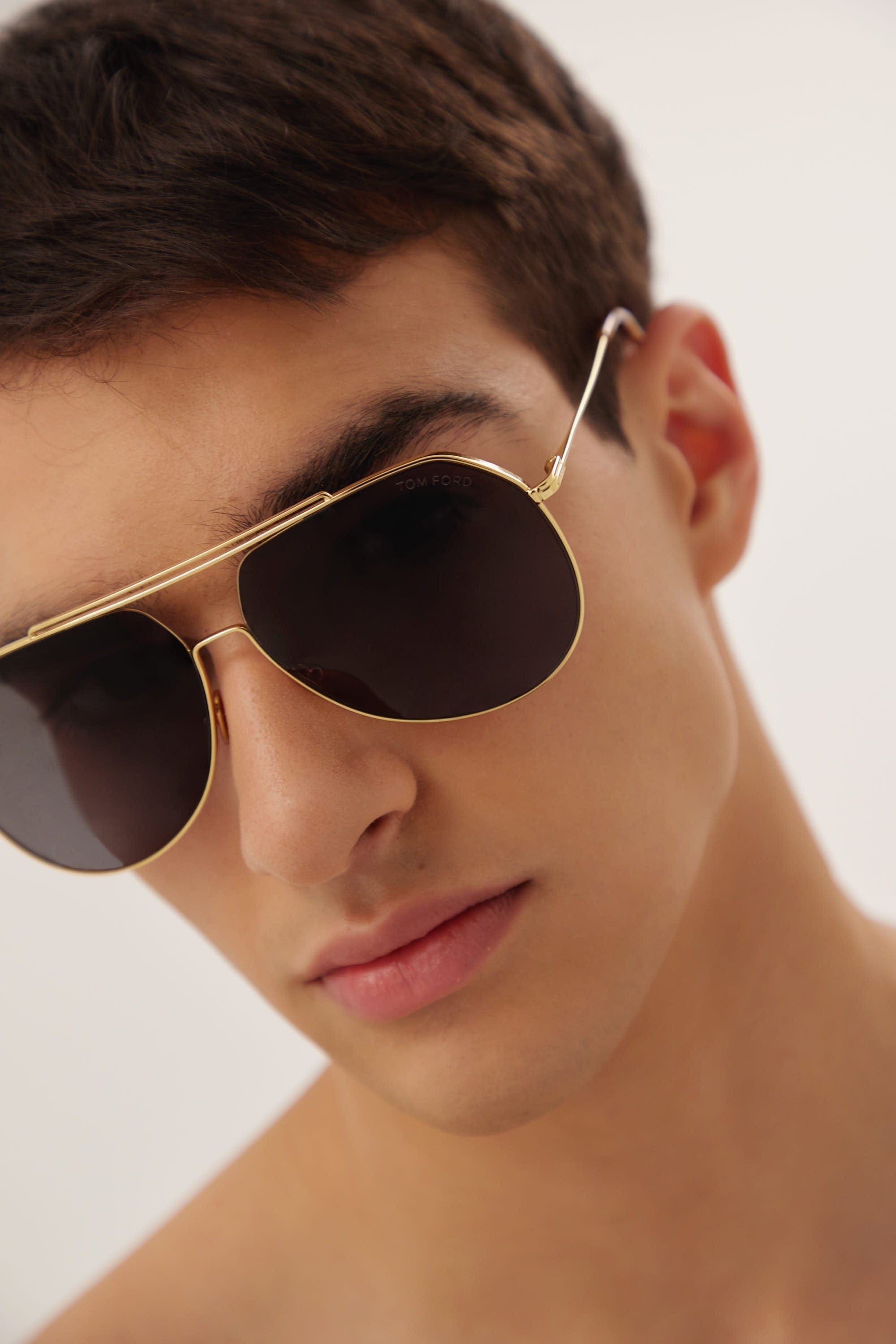 Tom Ford gold pilot sunglasses