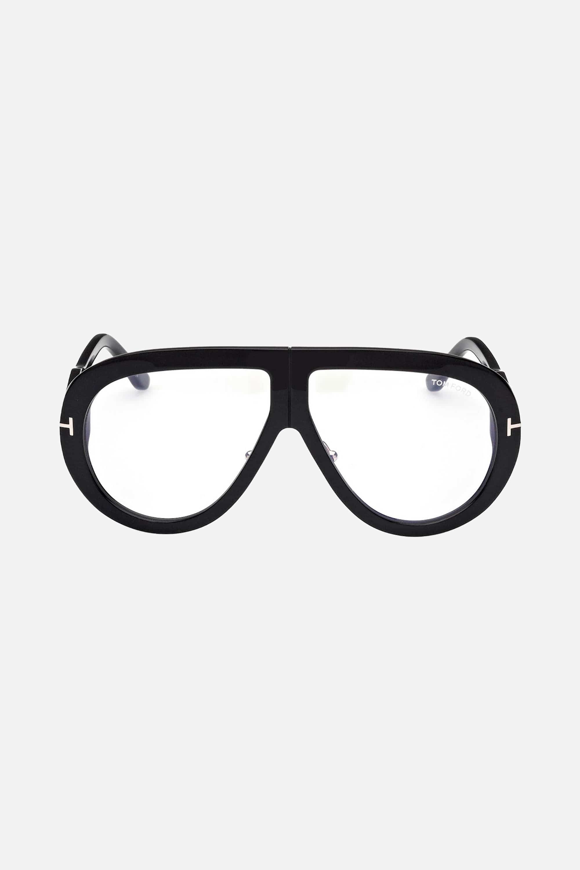 Tom Ford oversized pilot black with crystal sunglasses