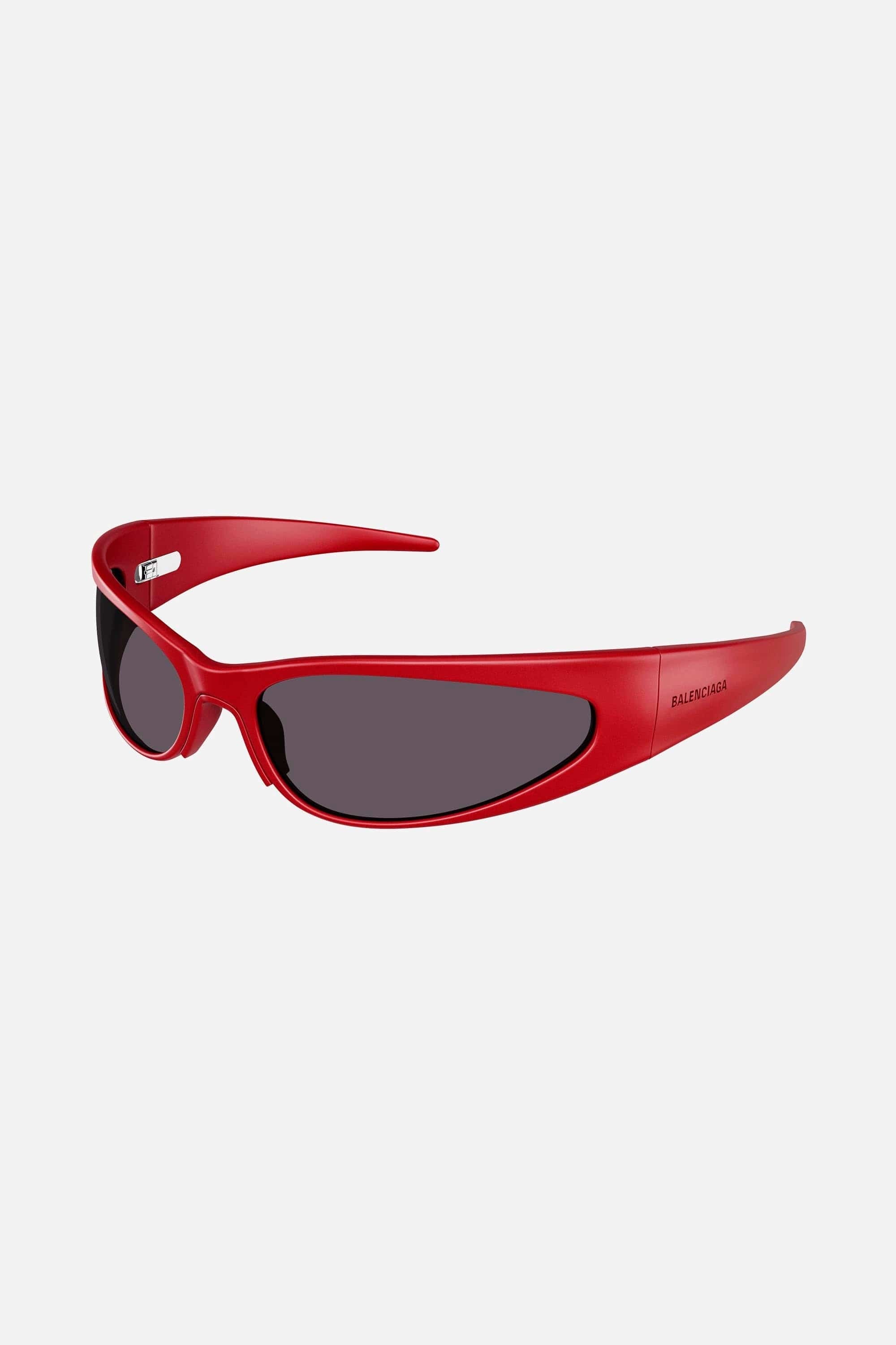 Balenciaga red wrap sunglasses in aluminium