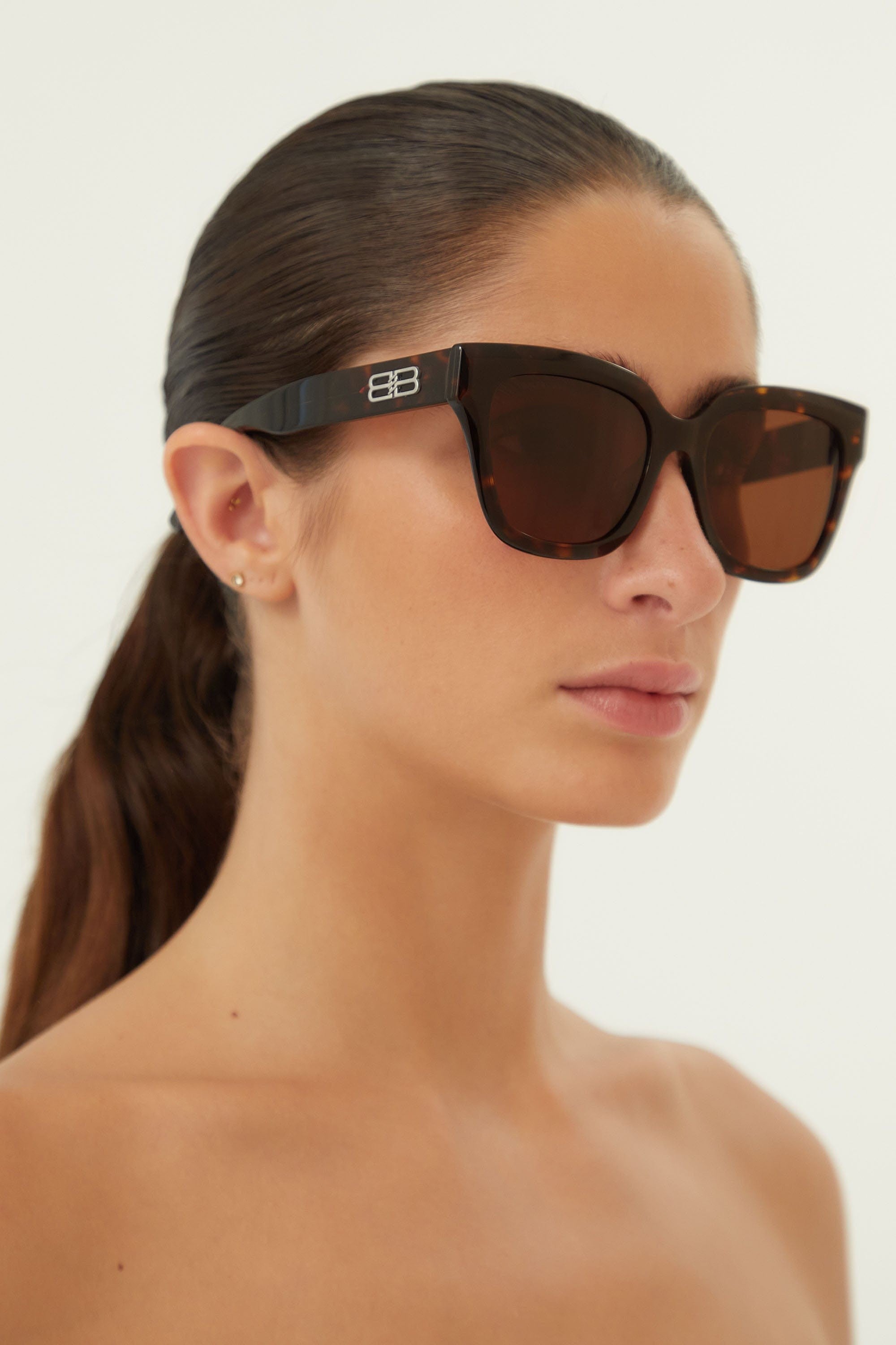 Balenciaga squared femenine havana sunglasses