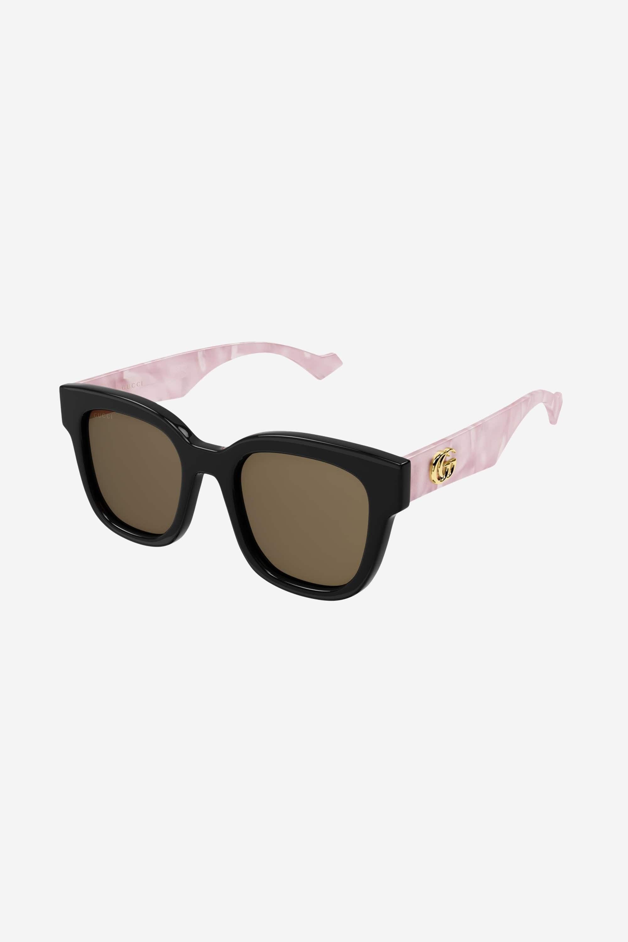 Gucci squared femenine black and marble pink sunglasses