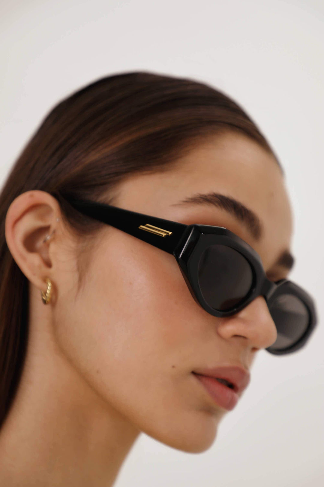 Bottega Veneta bold oval black sunglasses