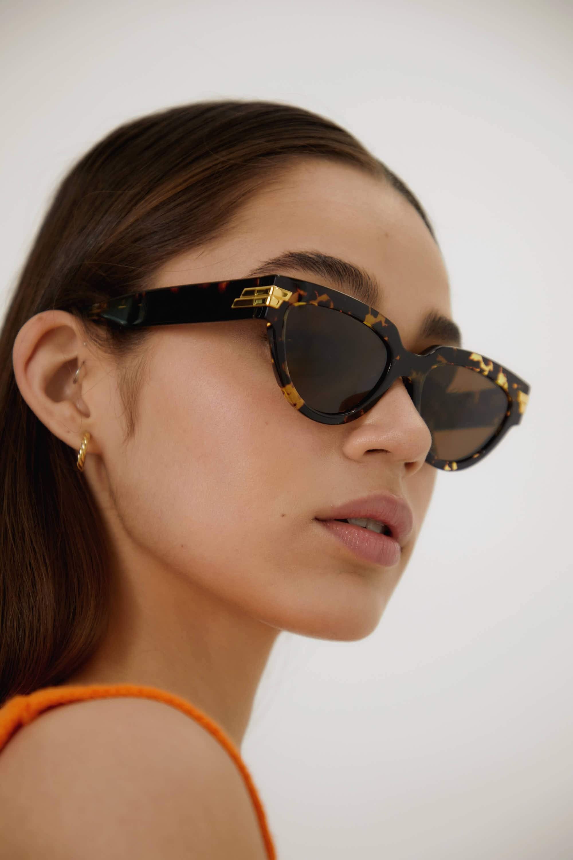 Bottega Veneta havana soft cat-eye sunglasses