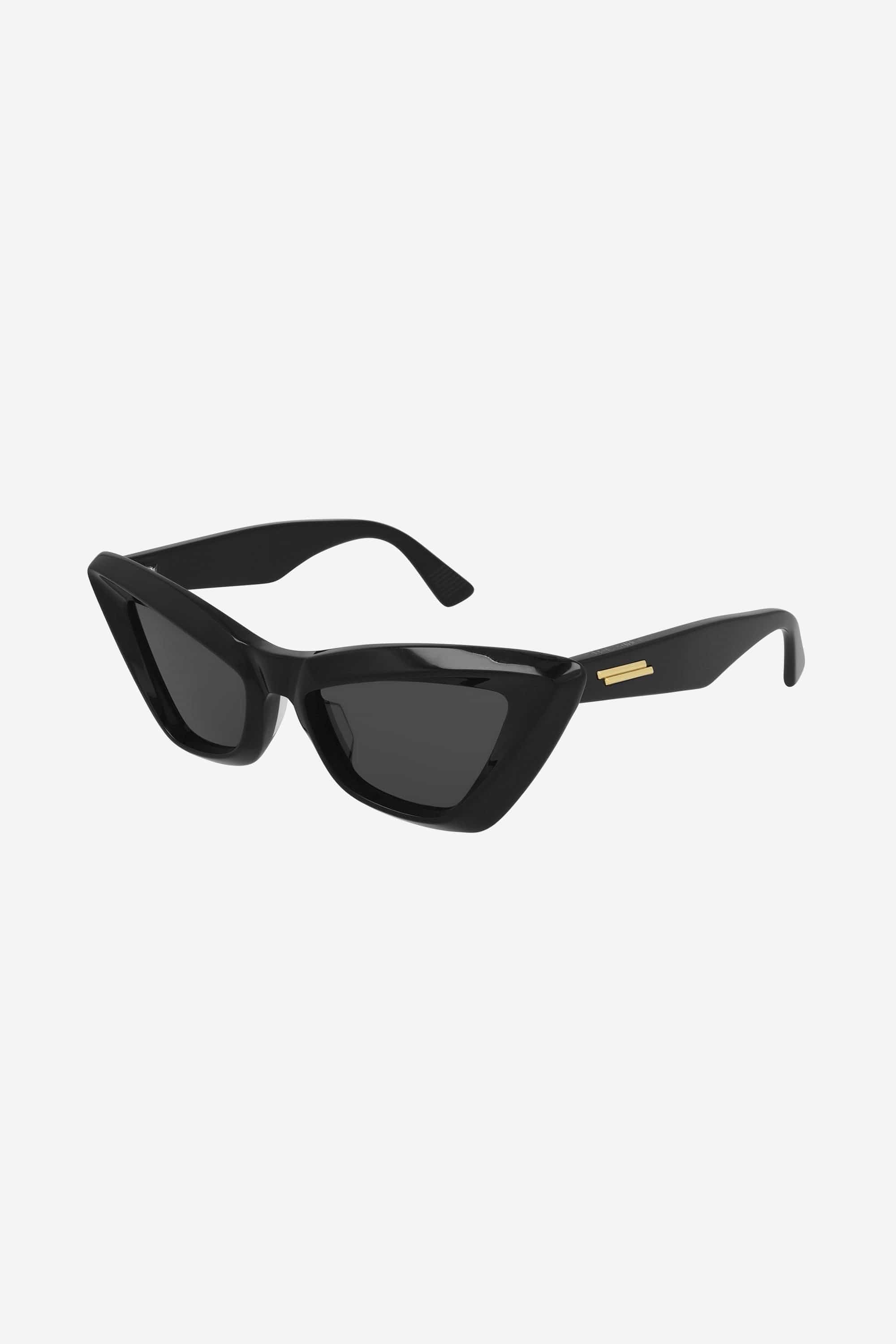 Bottega Veneta sculptured cat-eye edgy black sunglasses