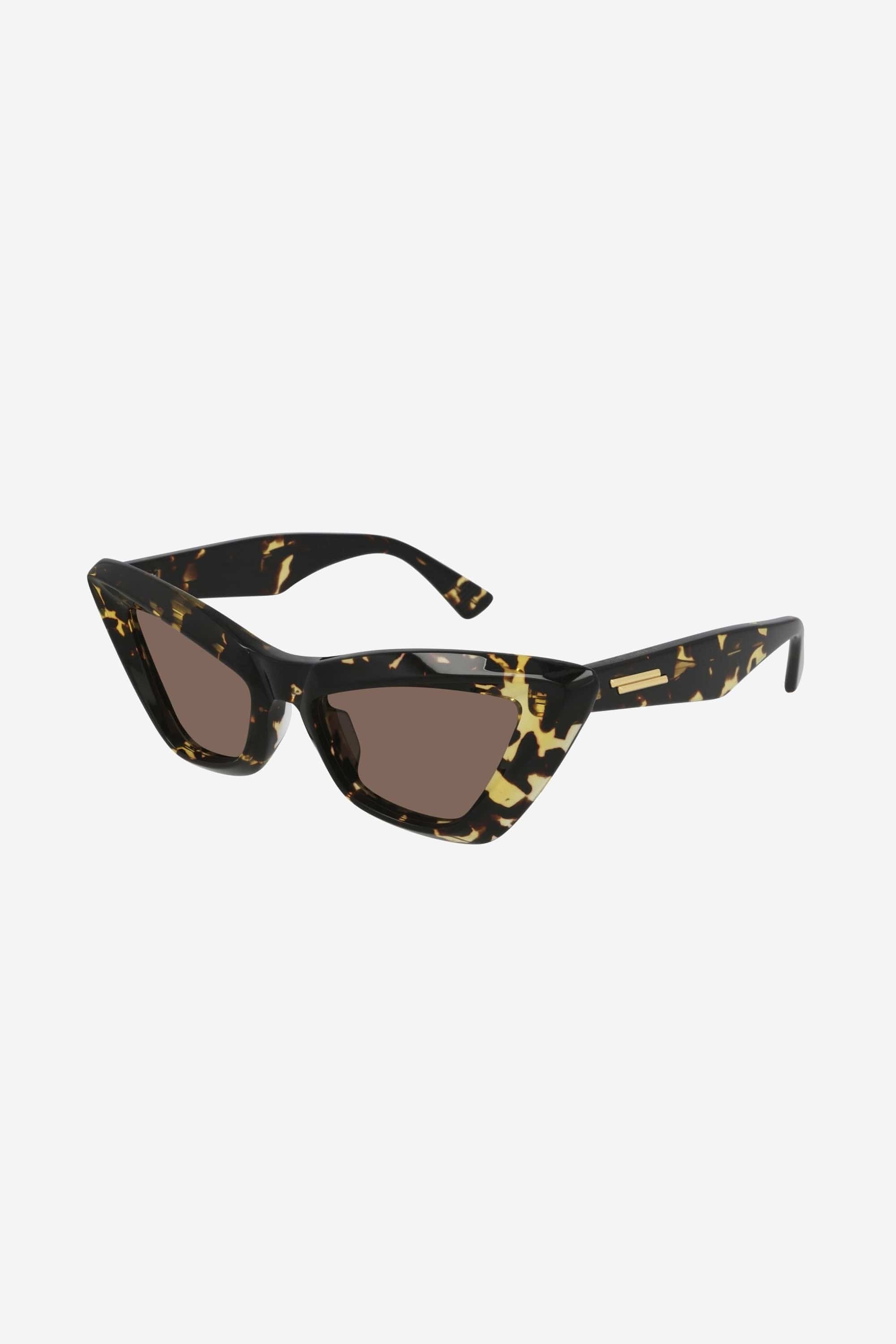 Bottega Veneta sculptured cat-eye edgy havana sunglasses