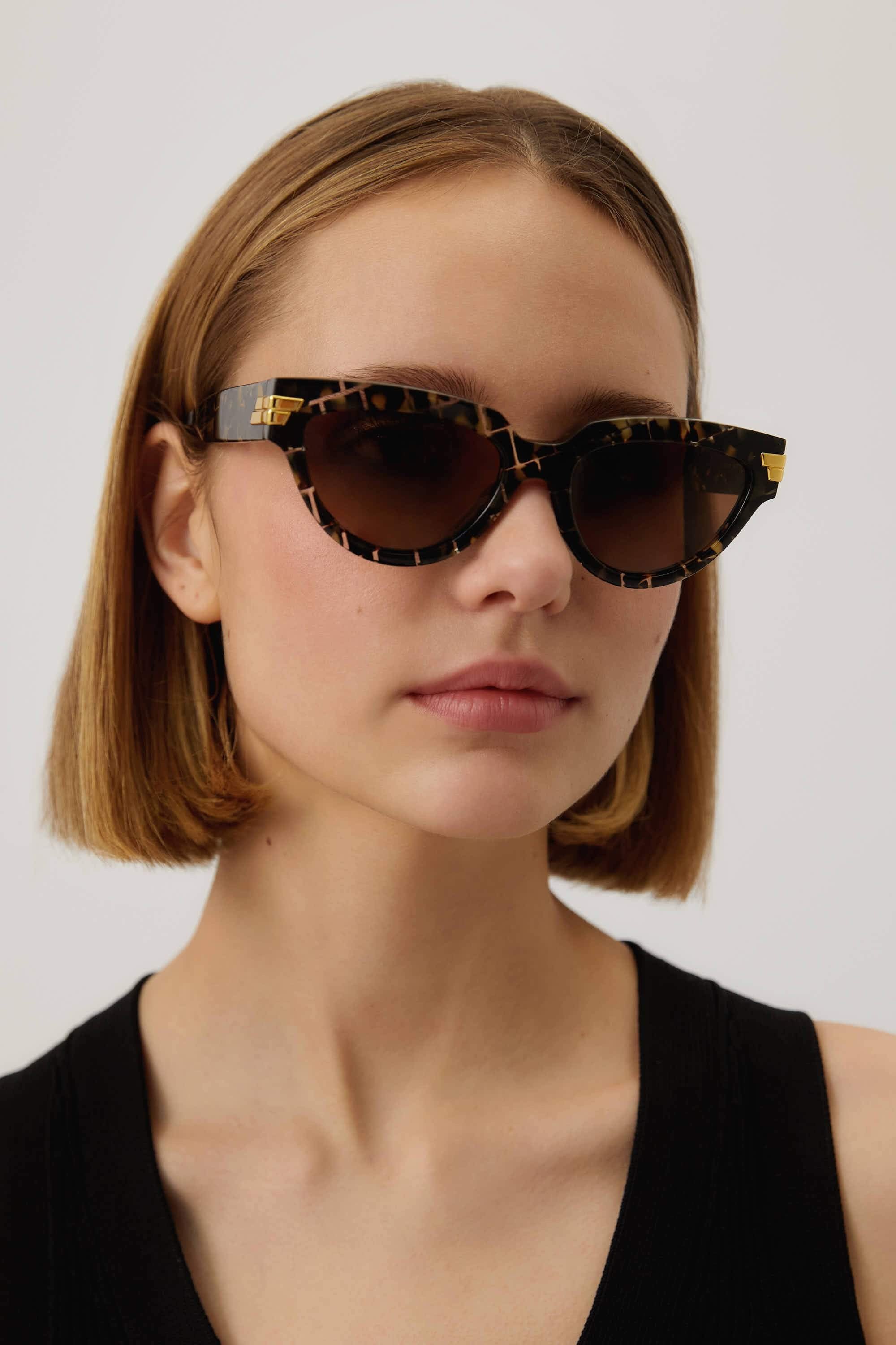 Bottega Veneta soft cat-eye havana sunglasses