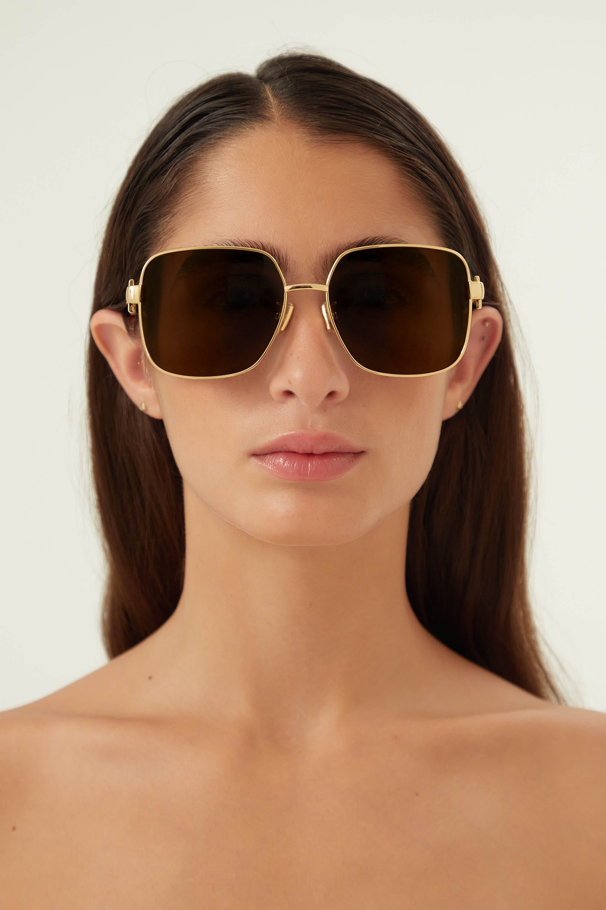 Bottega Veneta squared full metal gold sunglasses