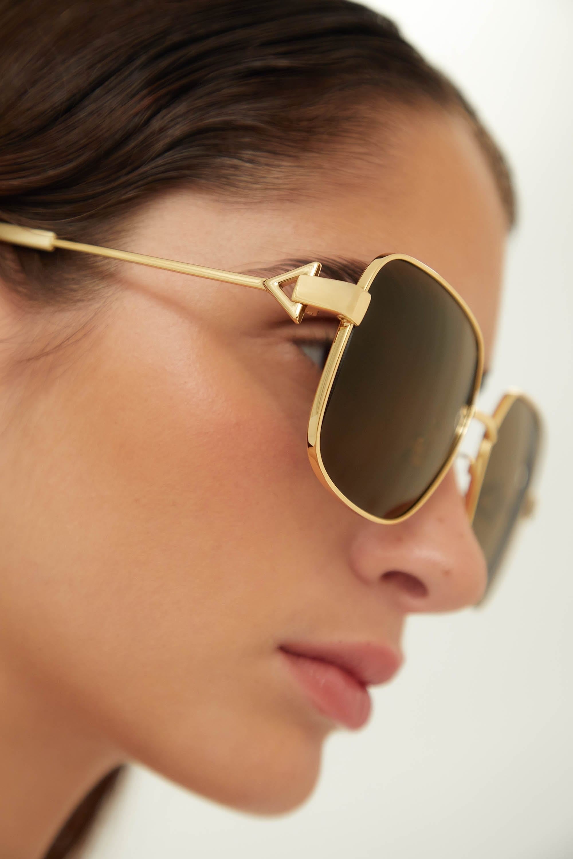 Bottega Veneta squared full metal gold sunglasses