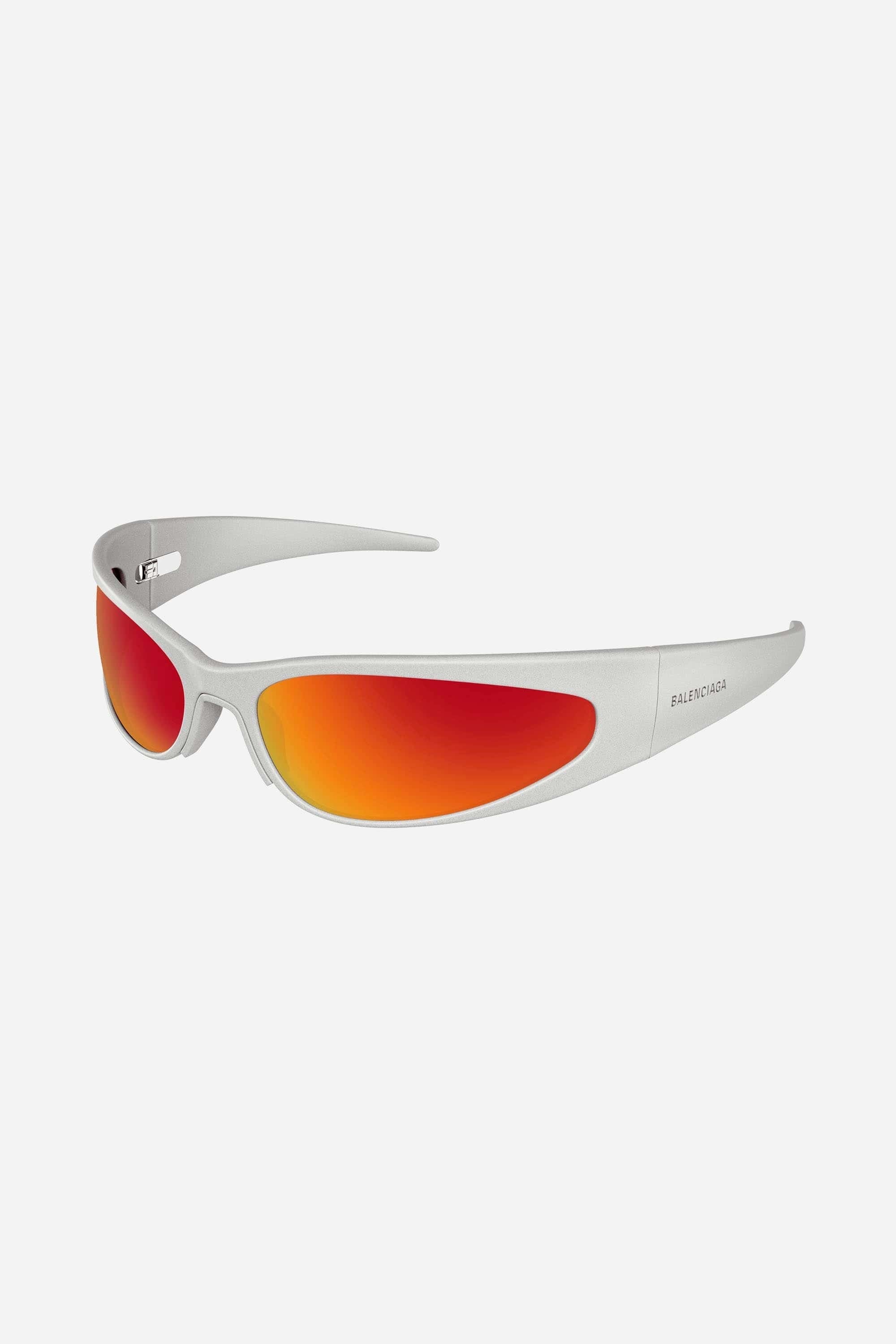 Balenciaga white wrap sunglasses in aluminium