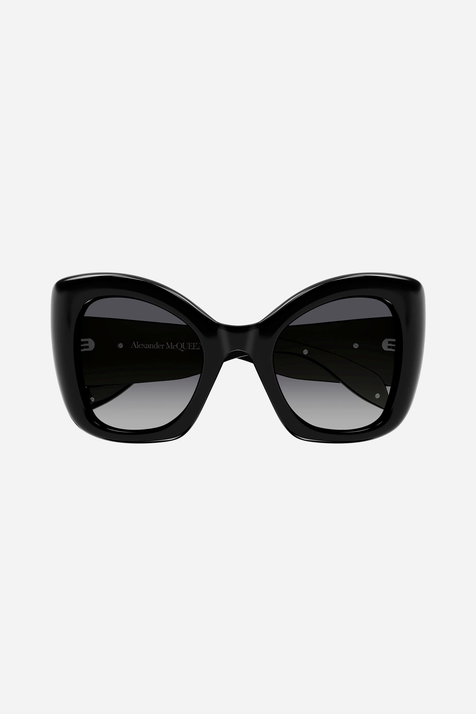 Alexander McQueen Curve Butterfly Sunglasses in Black