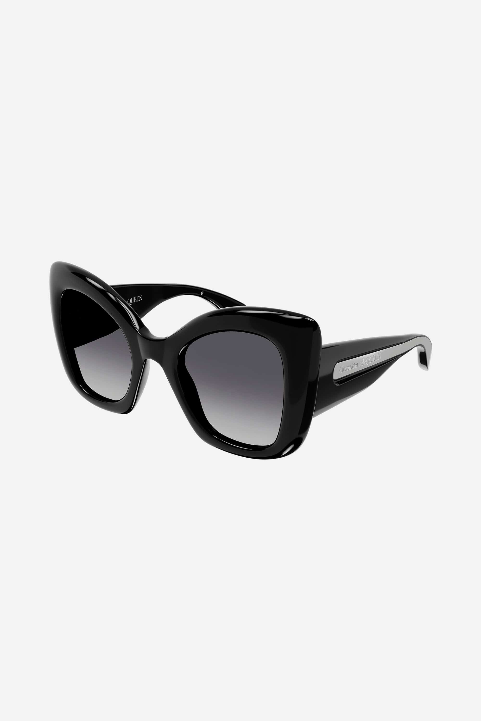 Alexander McQueen Curve Butterfly Sunglasses in Black