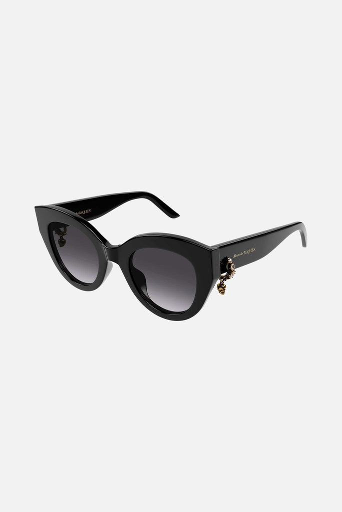 Alexander McQueen Skull Pendant Jewelled Sunglasses in Black Eyewear Club