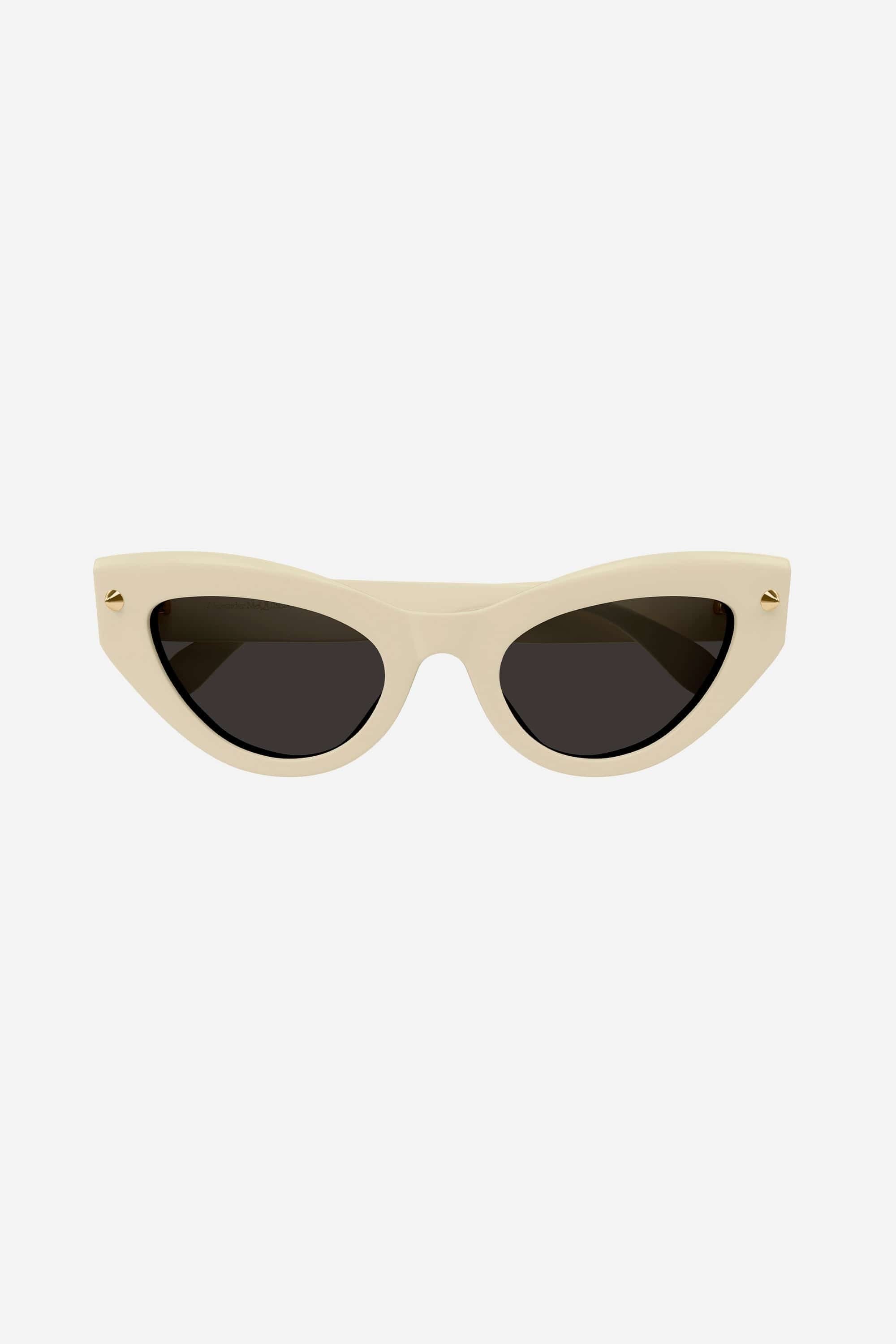 Alexander McQueen Spike Studs Cat-eye Sunglasses in Ivory