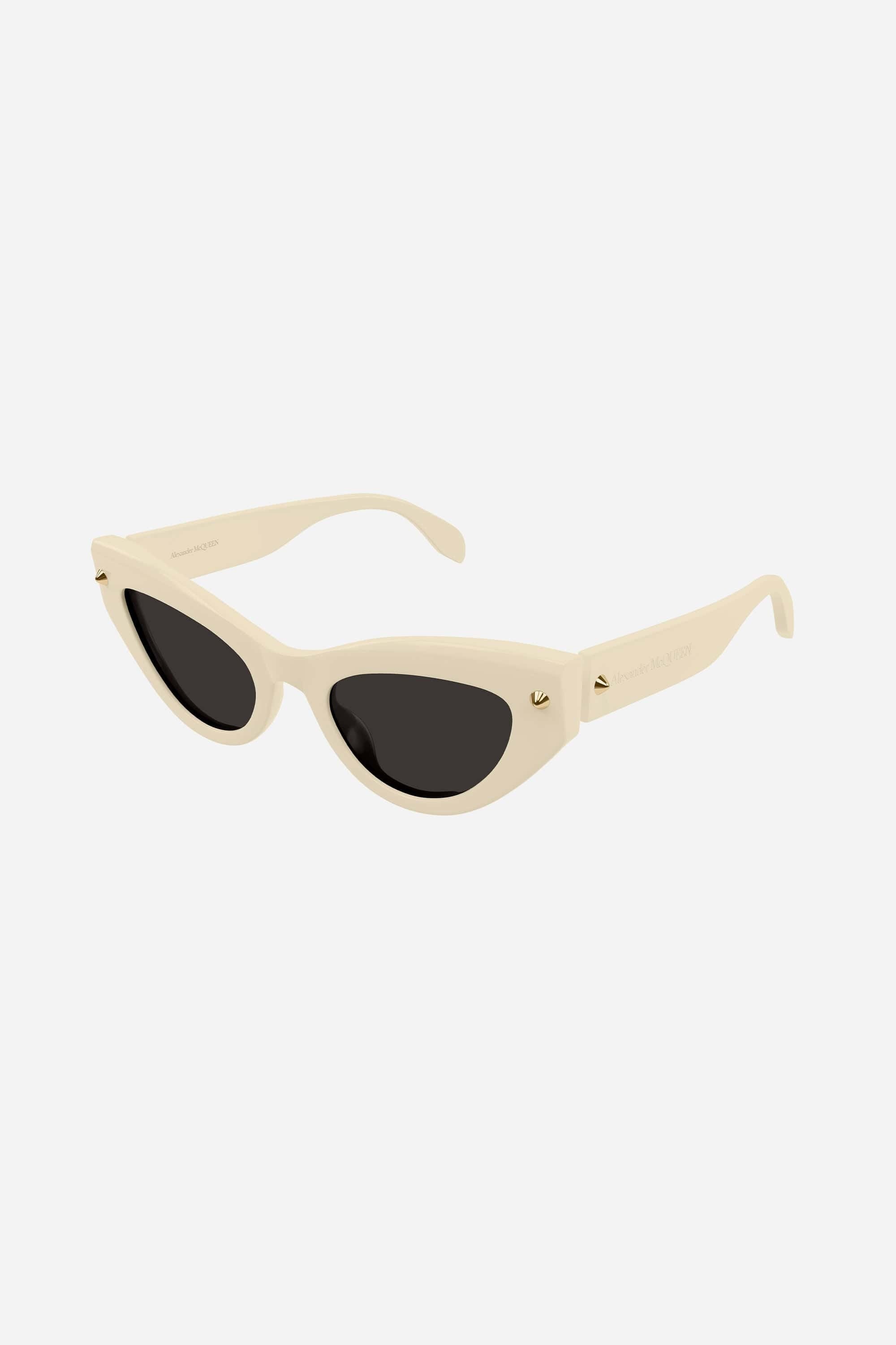 Alexander McQueen Spike Studs Cat-eye Sunglasses in Ivory