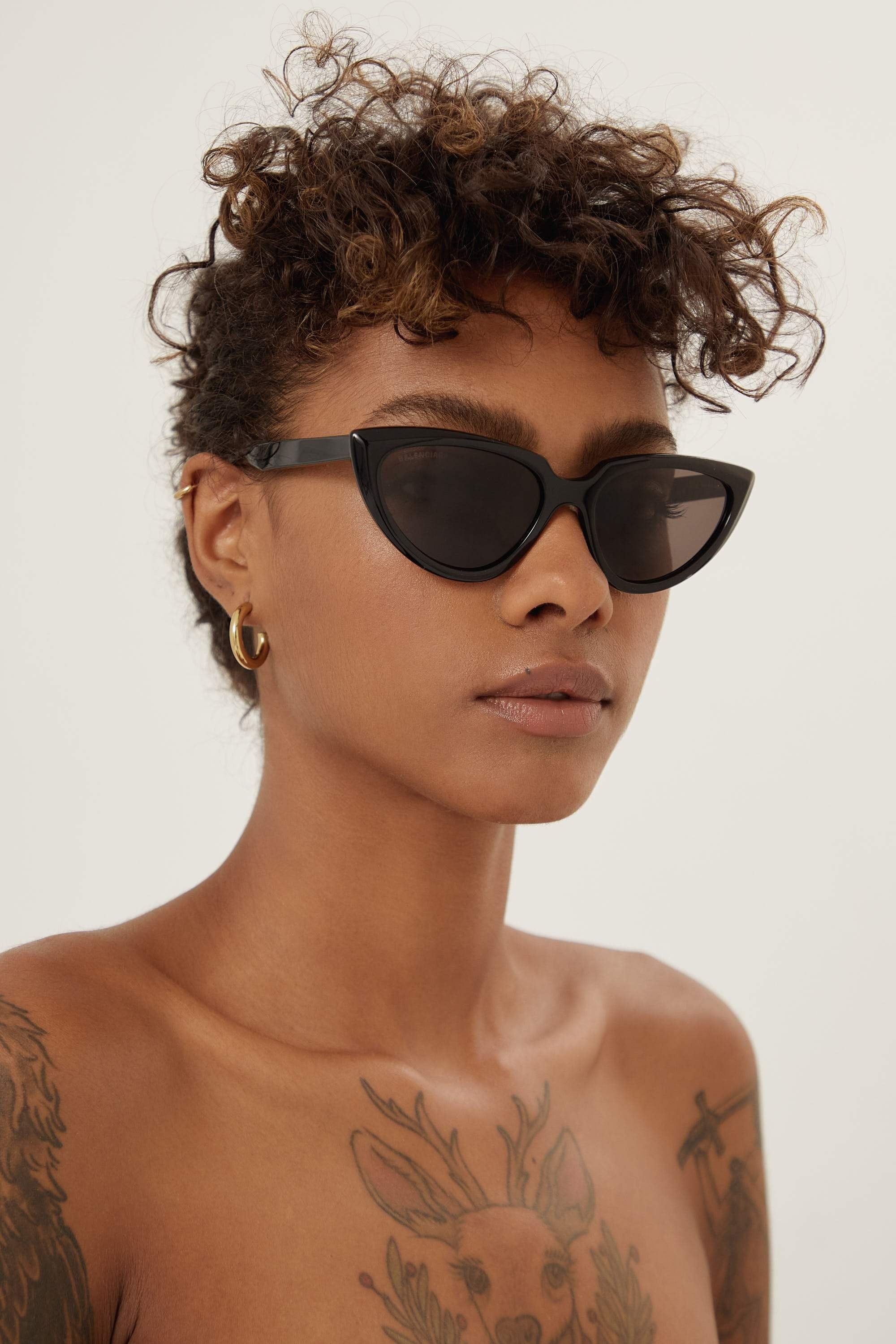 Balenciaga angular black cat-eye sunglasses