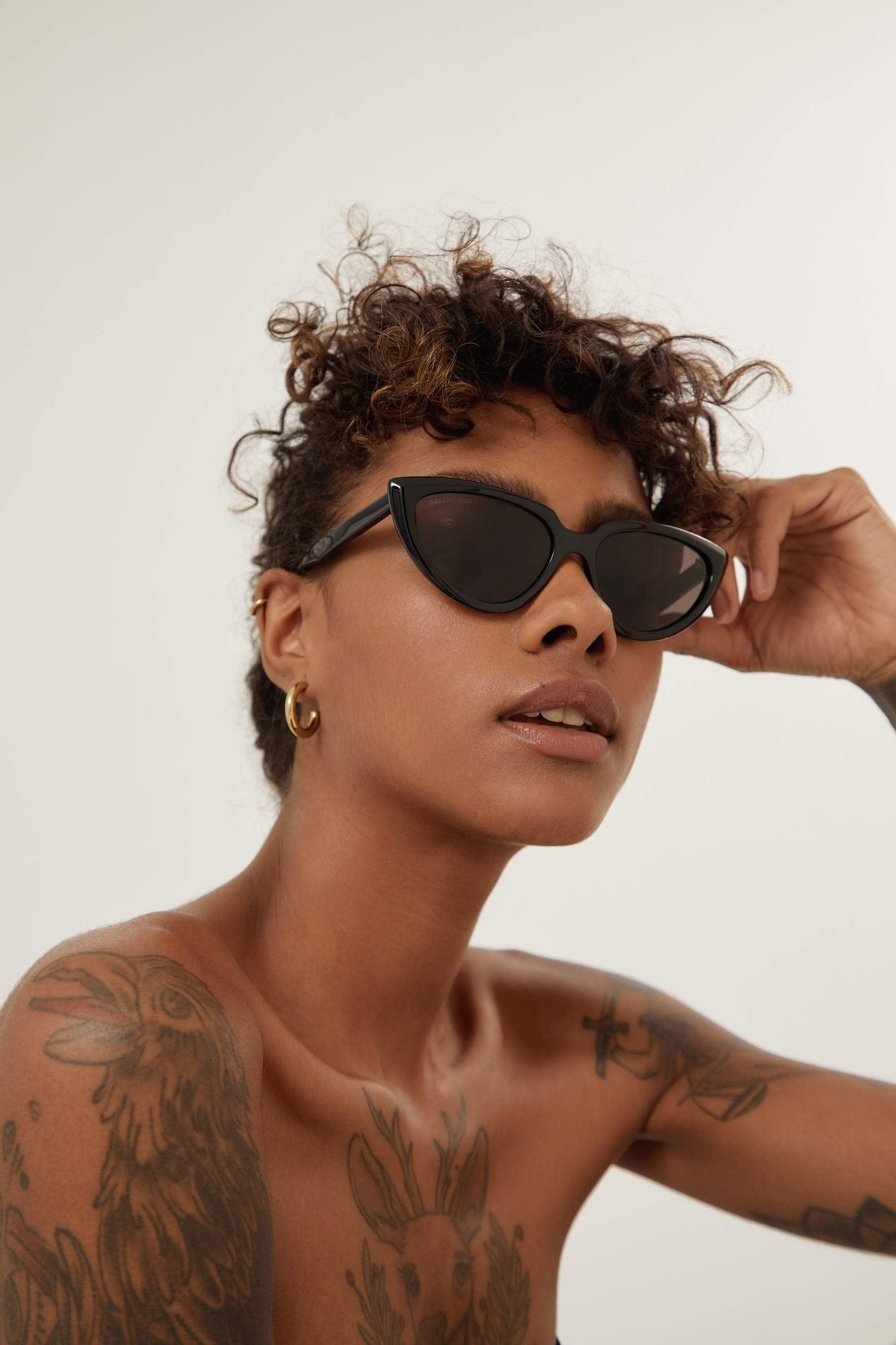 Balenciaga angular black cat-eye sunglasses