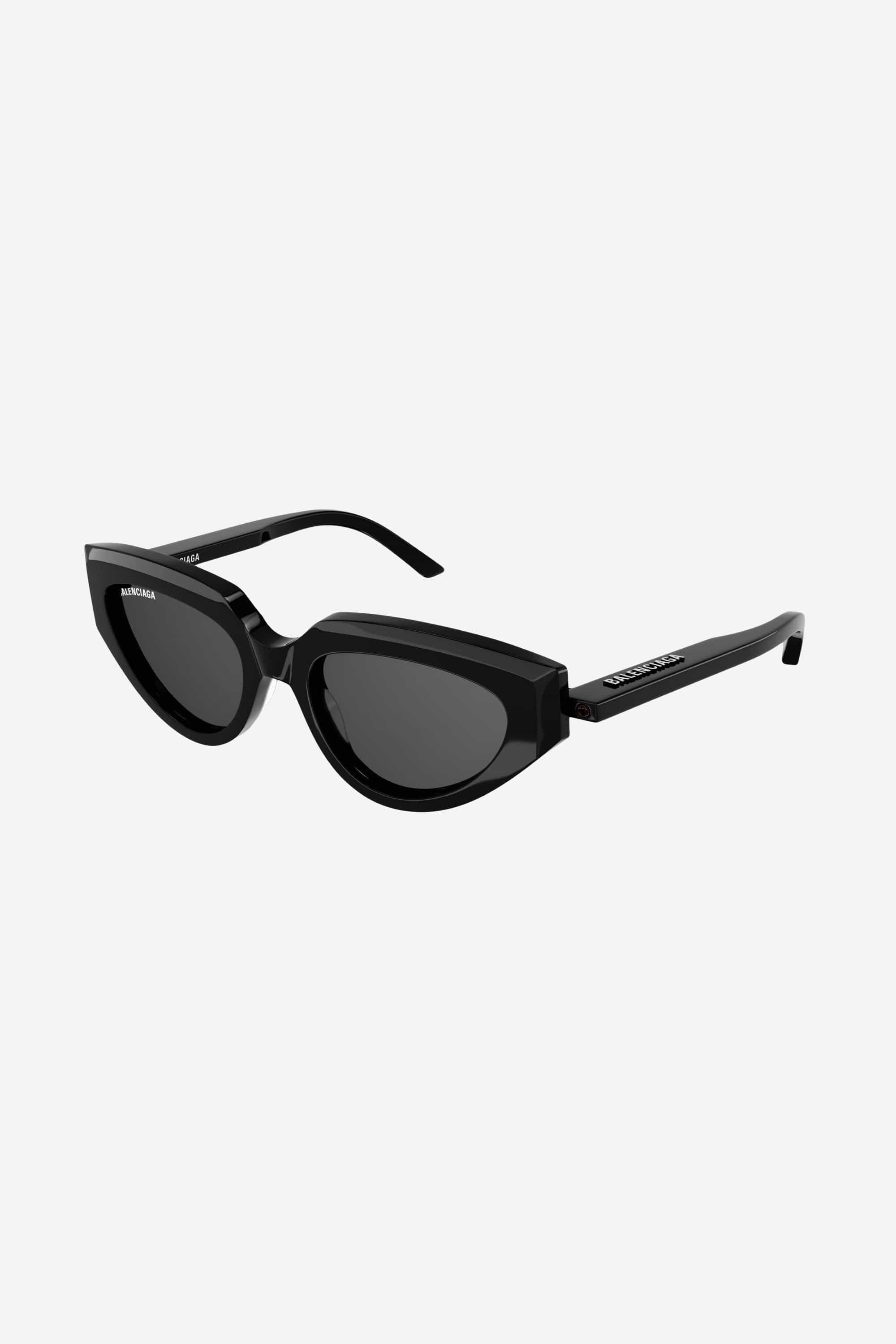 Balenciaga black cat eye sunglasses with white logo