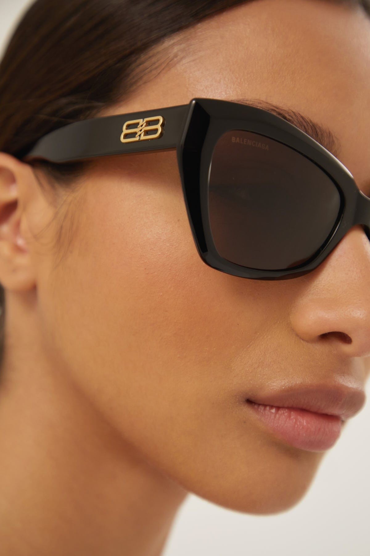 Balenciaga black oversize cat-eye sunglasses with BB logo