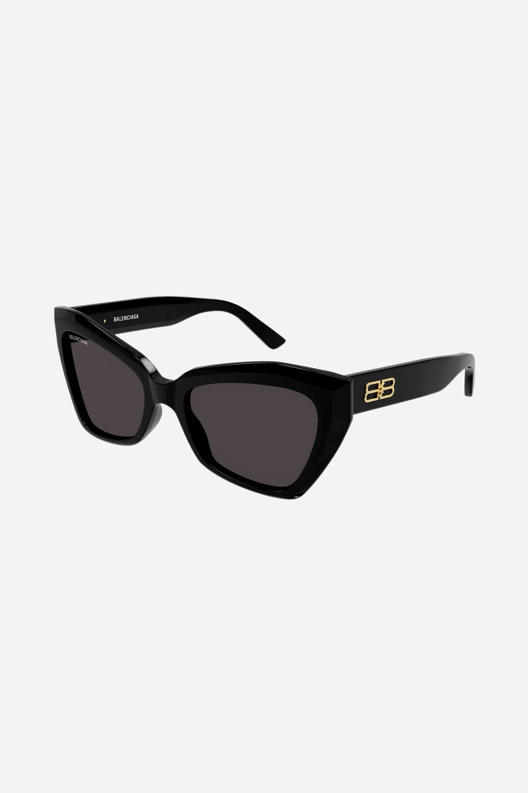 Balenciaga black oversize cat-eye sunglasses with BB logo