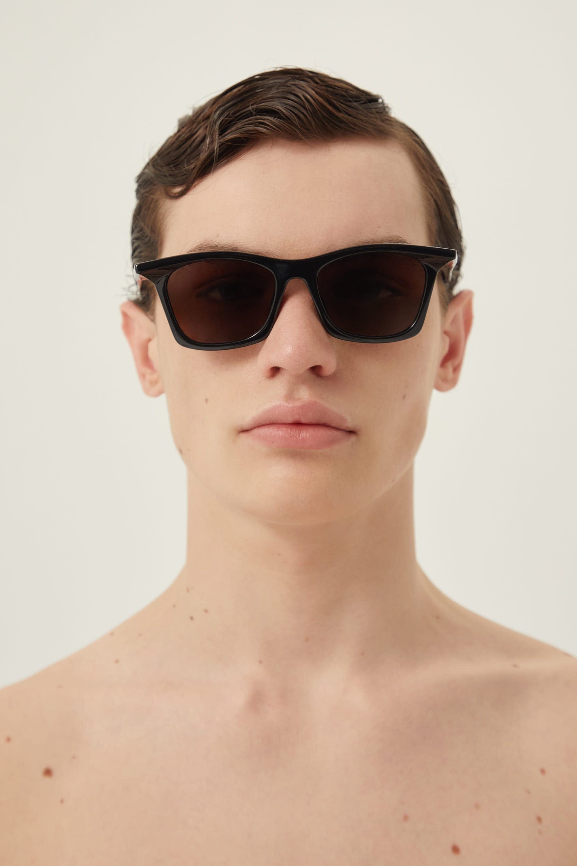 Balenciaga black rectangular sunglasses