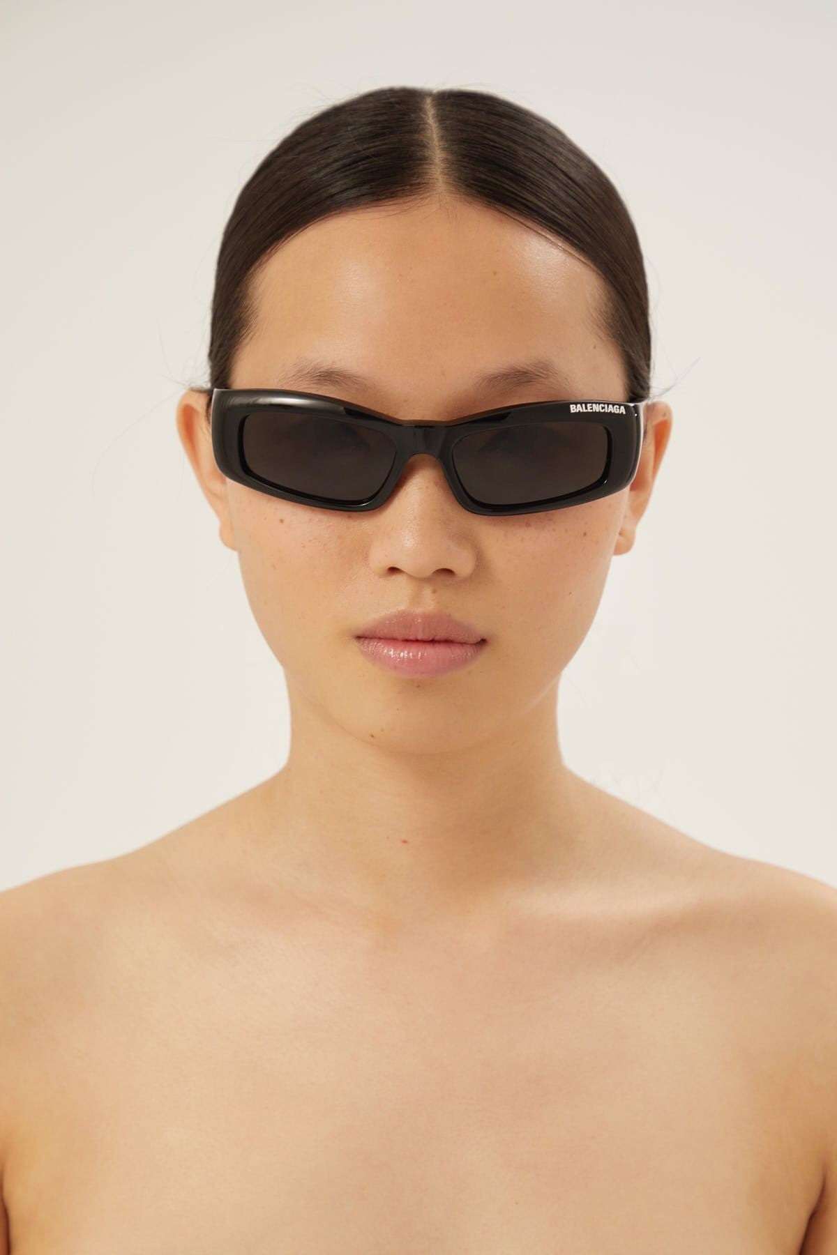 Balenciaga black rectangular sunglasses