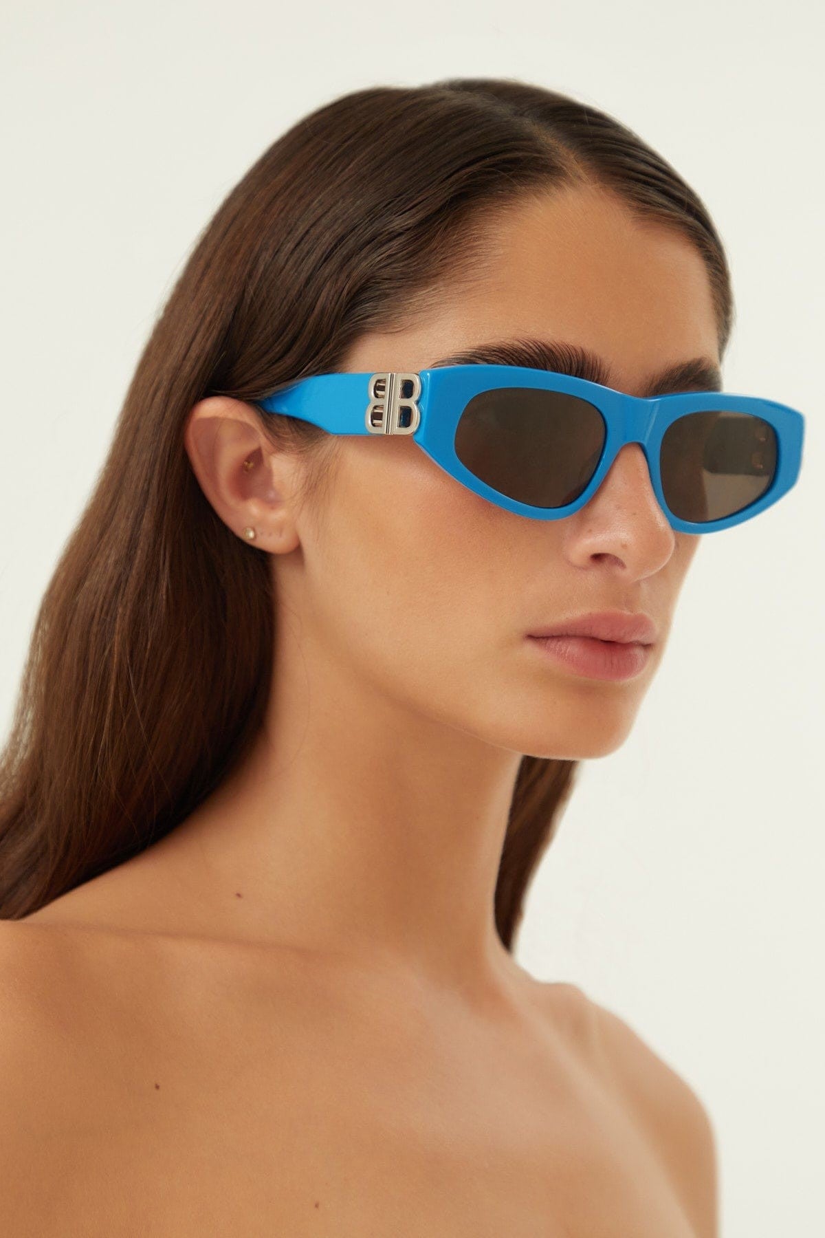 Balenciaga blue and silver cat-eye BB sunglasses