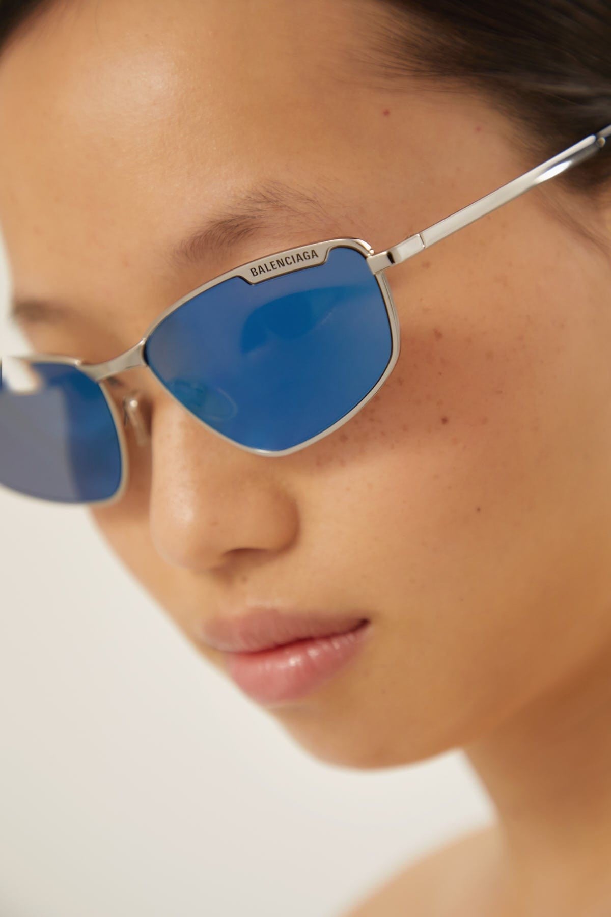 Balenciaga blue metal cat eye sunglasses