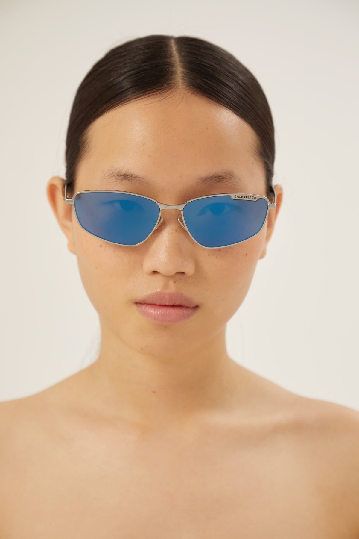 Balenciaga blue metal cat eye sunglasses