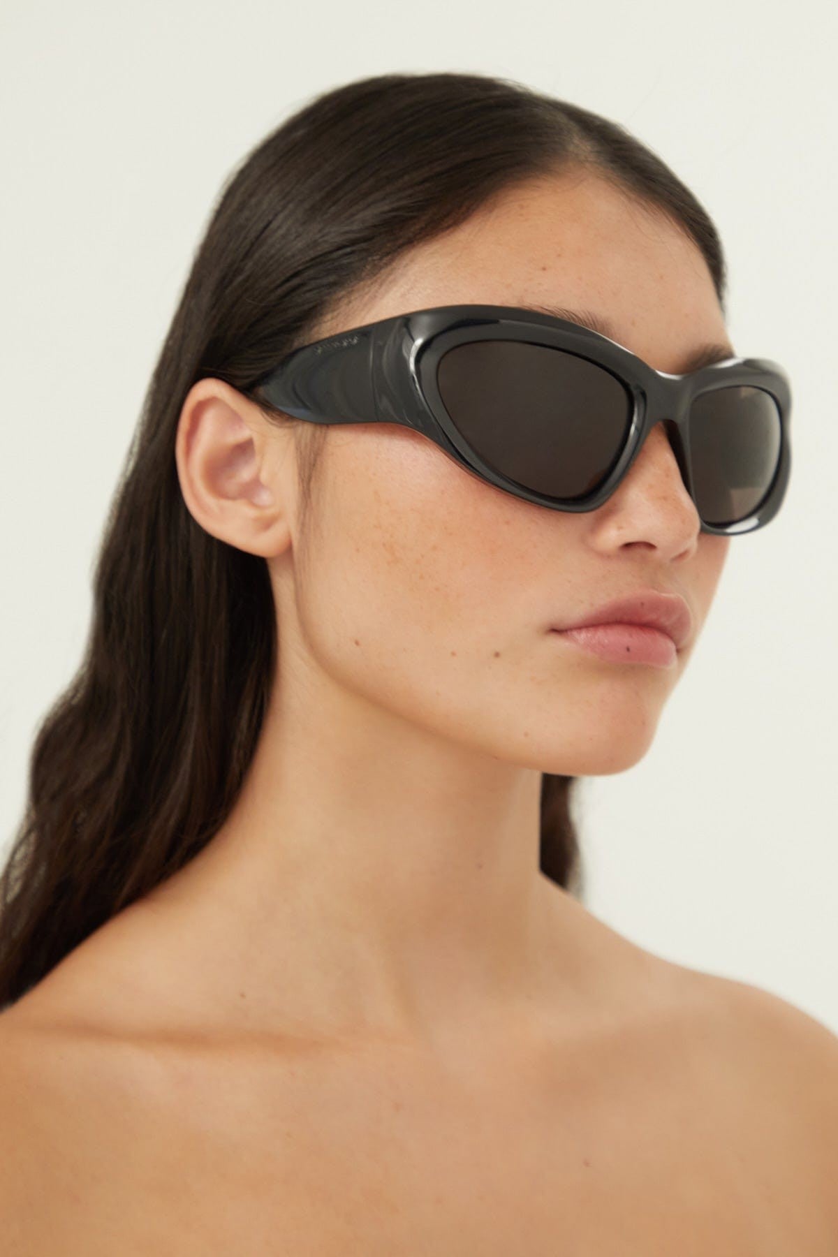 Balenciaga bold wrap around black sunglasses