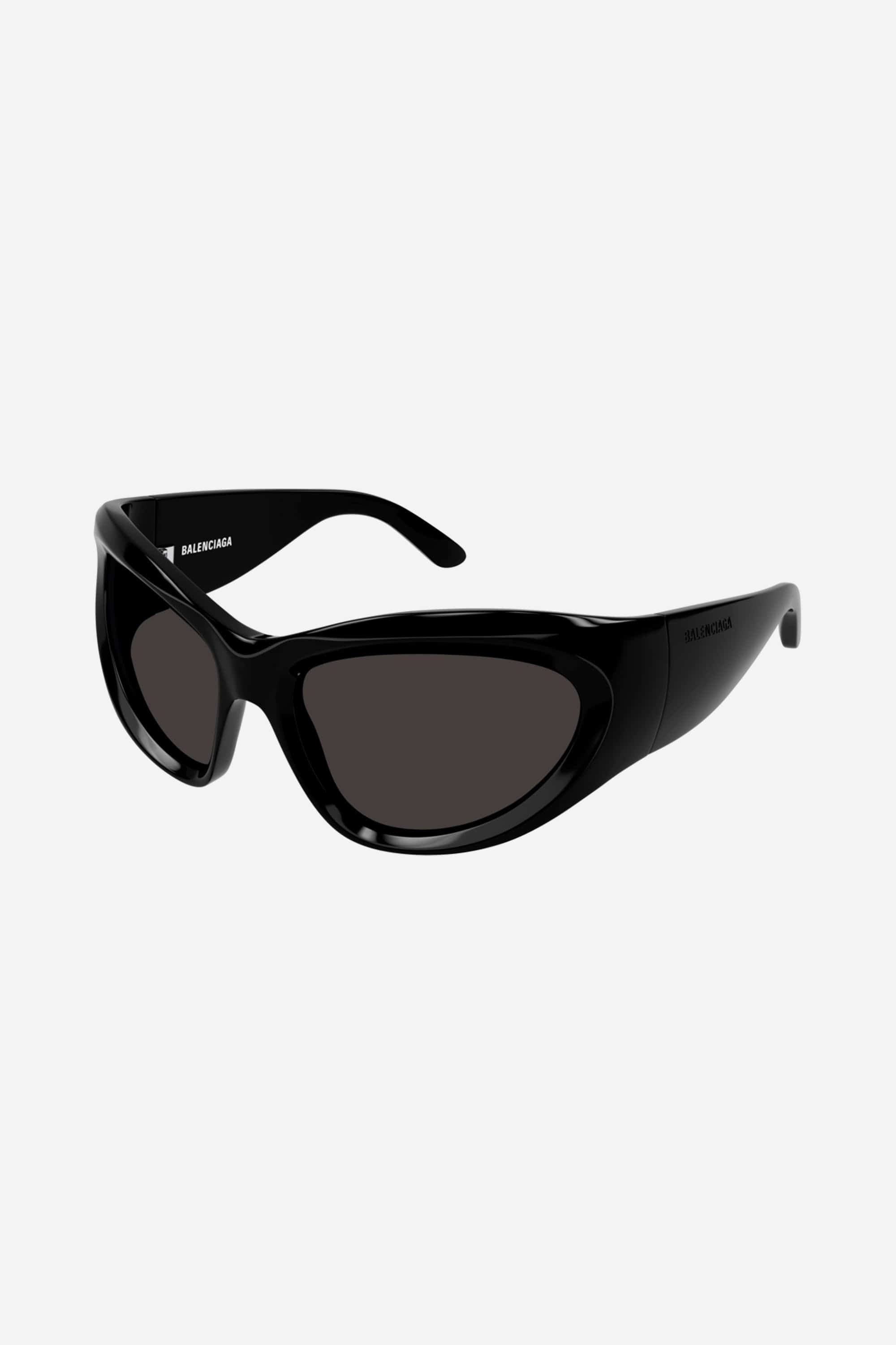 Balenciaga bold wrap around black sunglasses