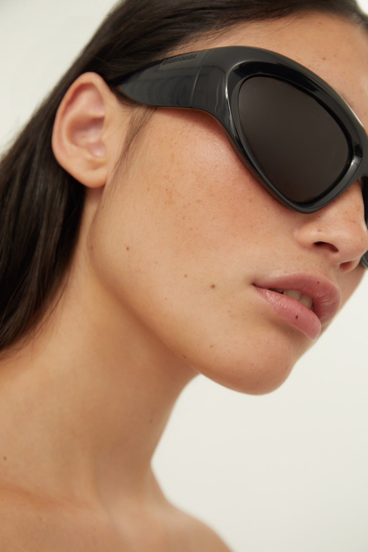 Balenciaga bold wrap around black sunglasses