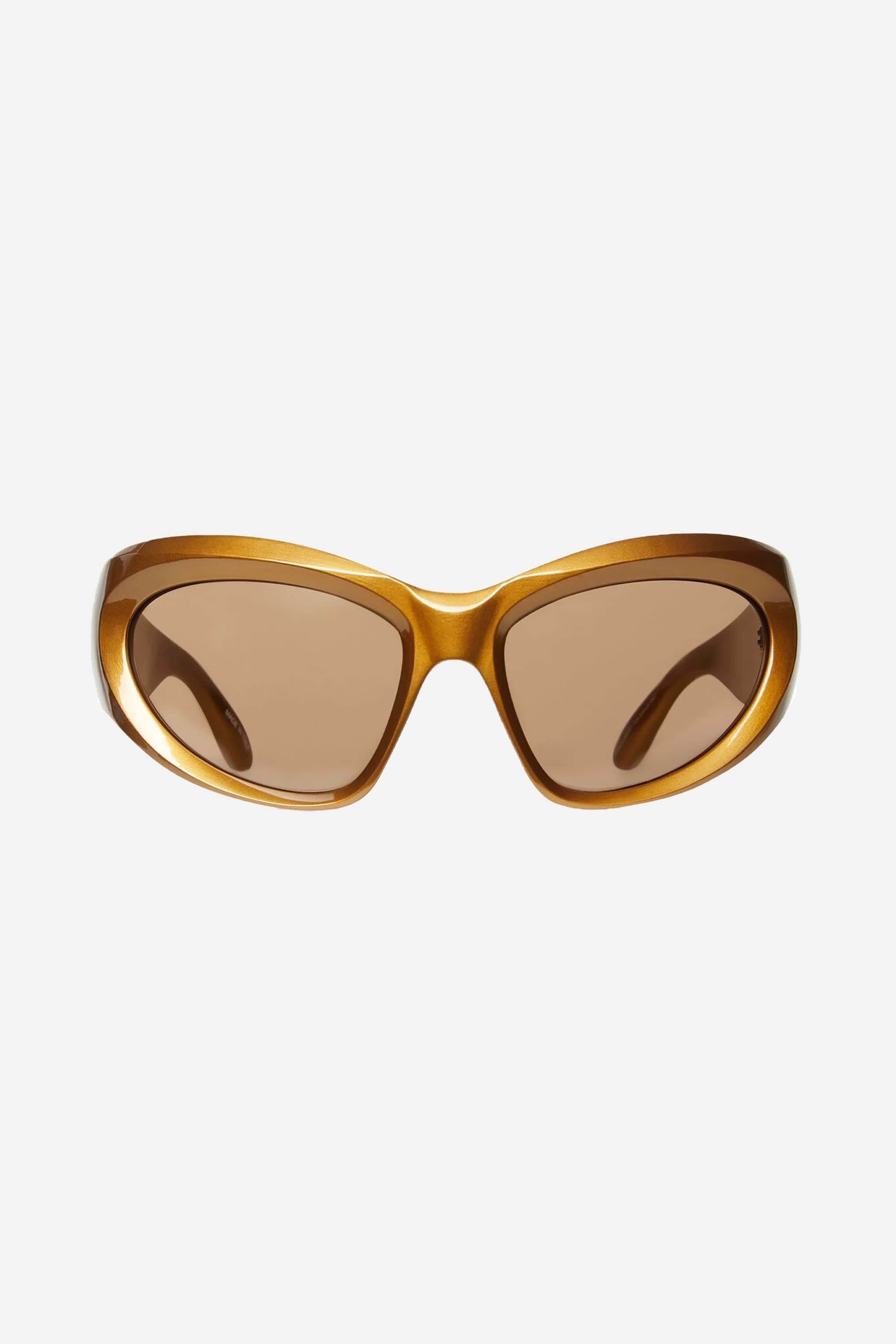 Balenciaga bold wrap around gold sunglasses