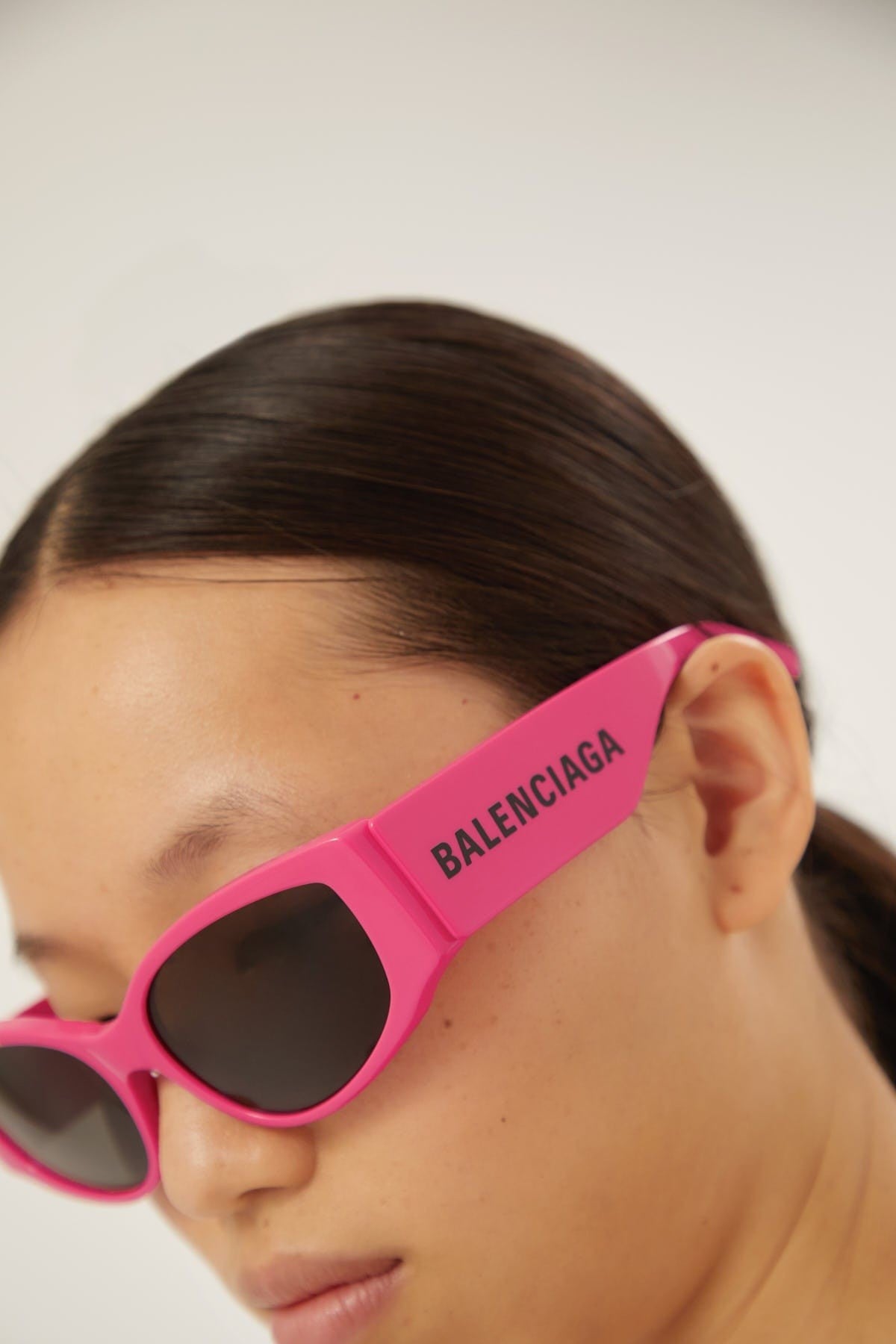 Balenciaga chunky pink sunglasses