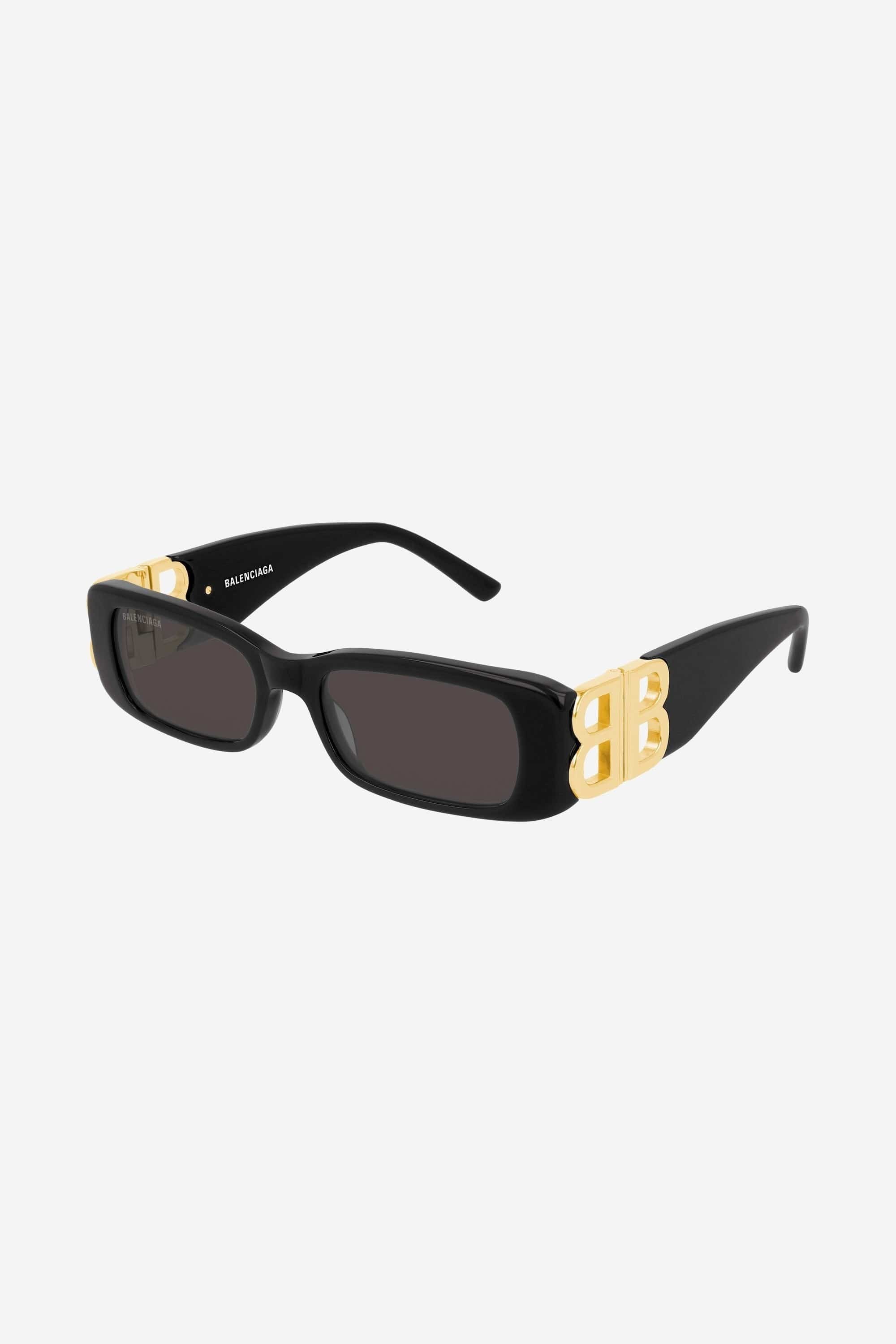 Balenciaga Dynasty black sunglasses featuring BB gold logo