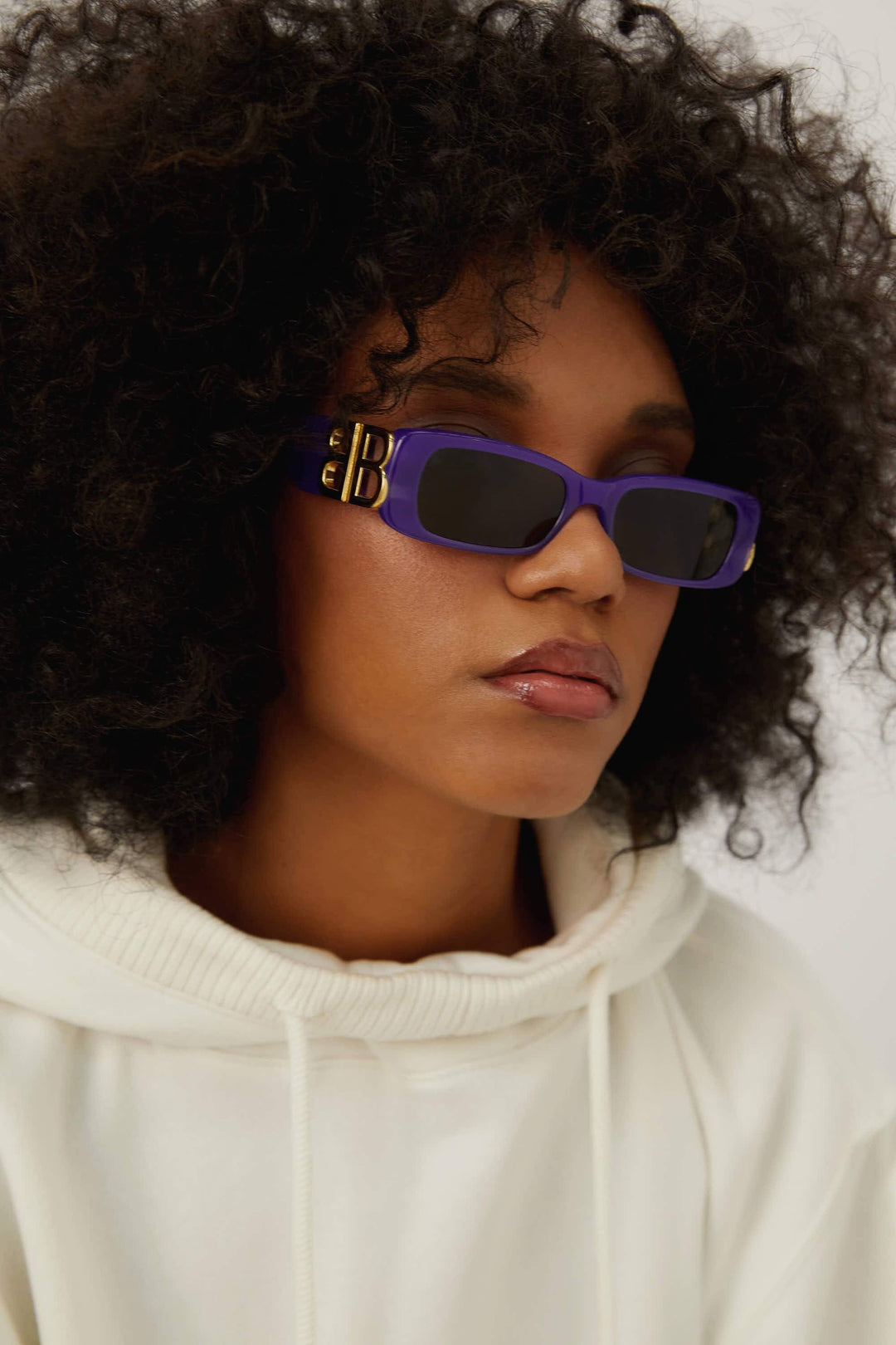 Balenciaga Dynasty micro violet sunglasses featuring BB logo