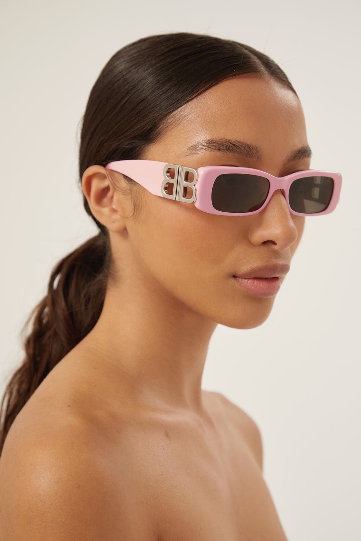 Balenciaga Dynasty pink sunglasses featuring BB logo