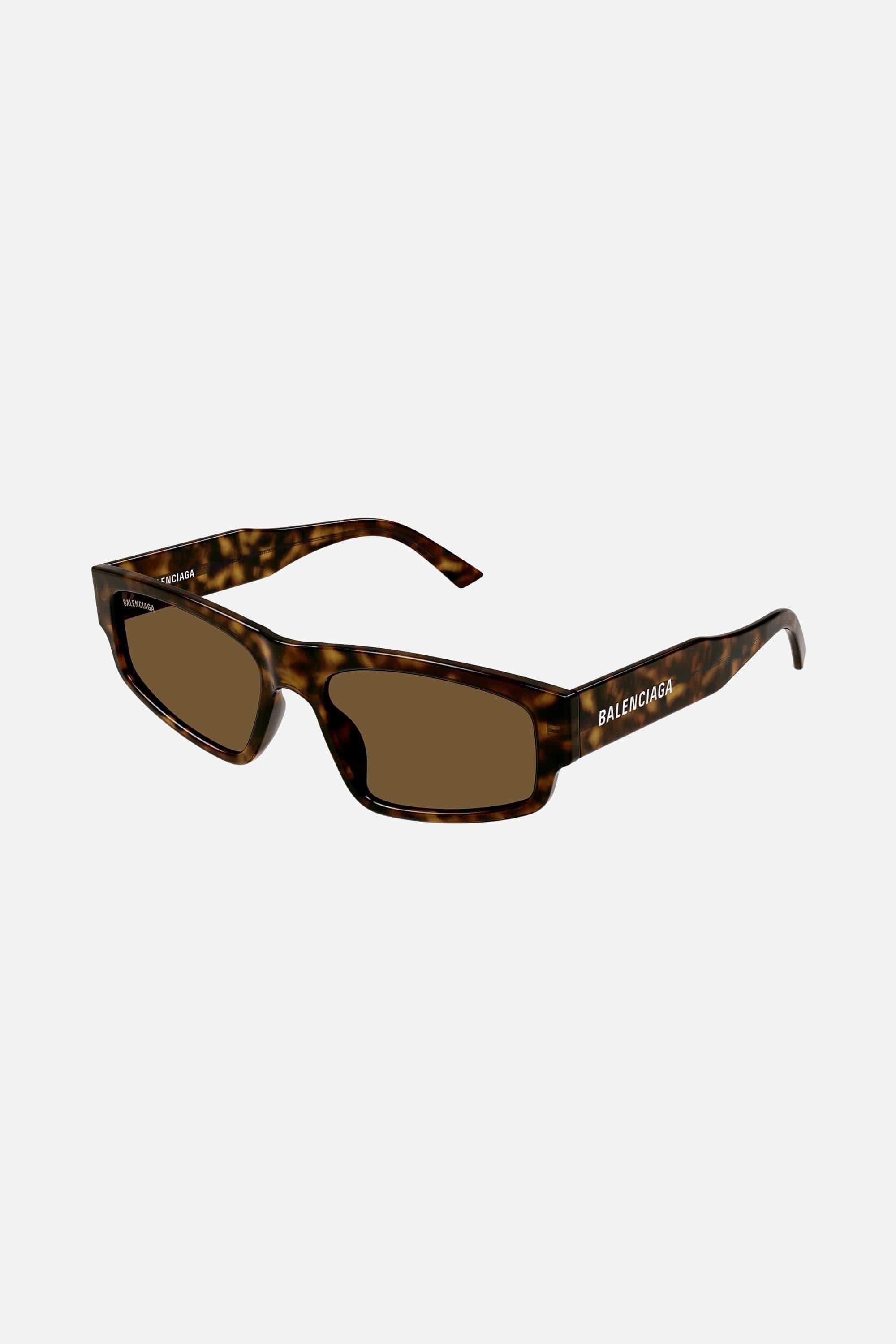 Balenciaga geometric sunglasses in havana