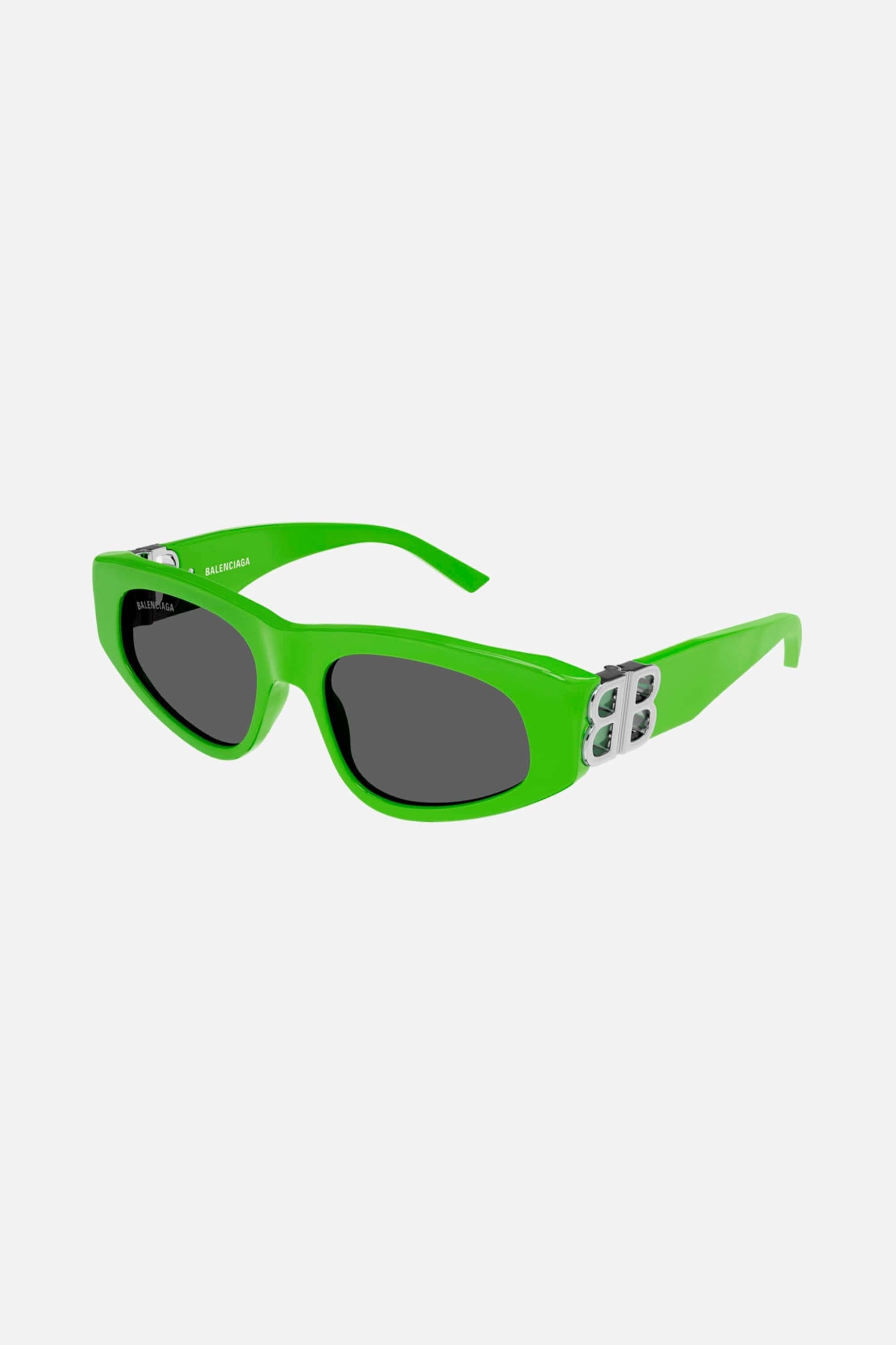 Balenciaga green and silver cat-eye BB sunglasses