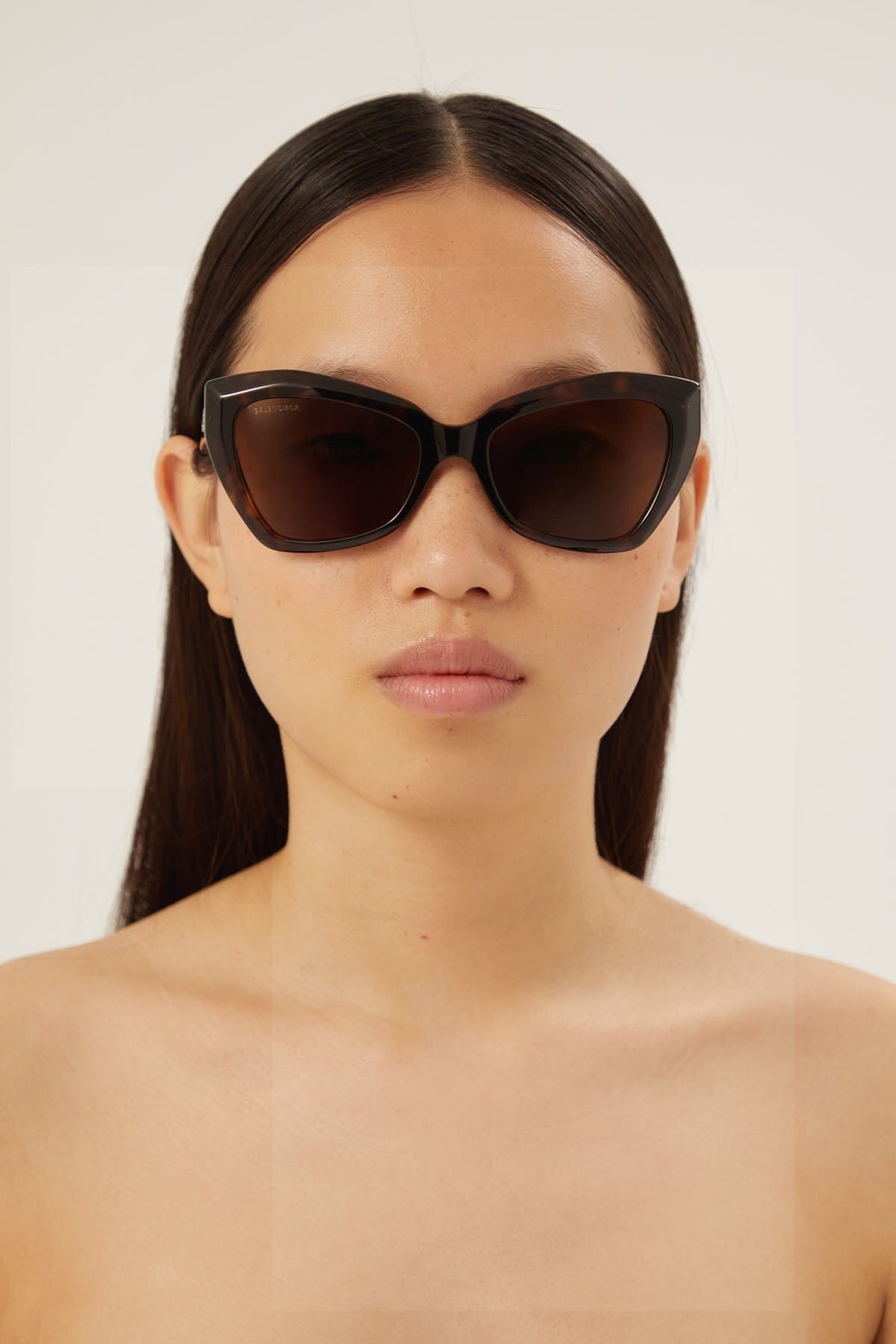 Balenciaga havana oversize cat-eye sunglasses with BB logo