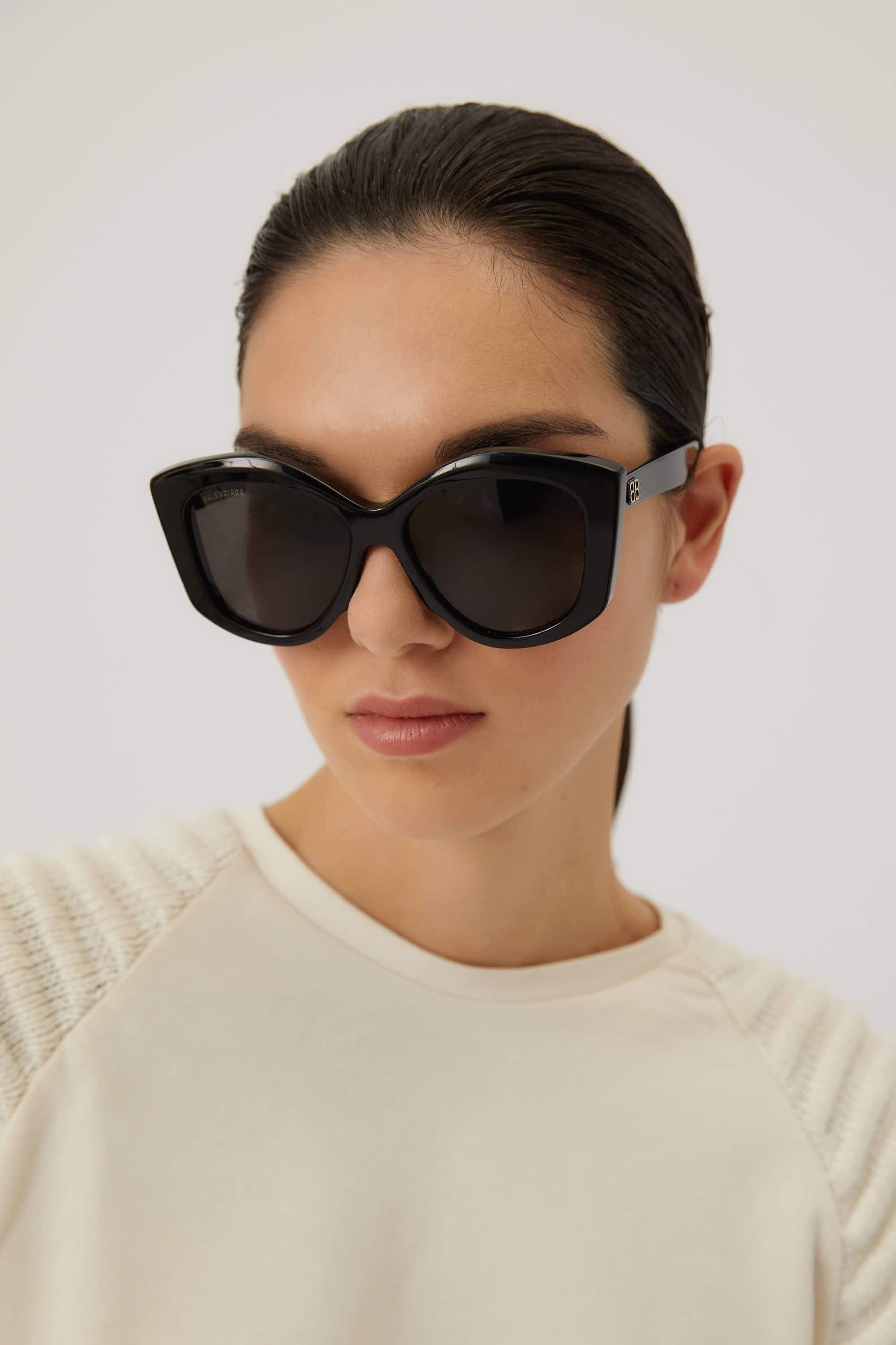 Balenciaga oversized butterfly black sunglasses