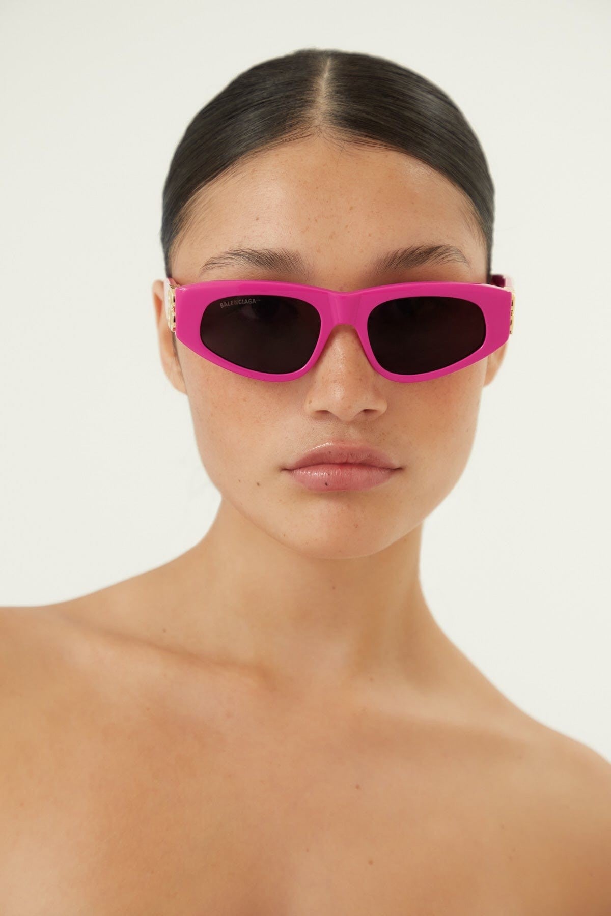 Balenciaga pink and gold cat-eye BB sunglasses