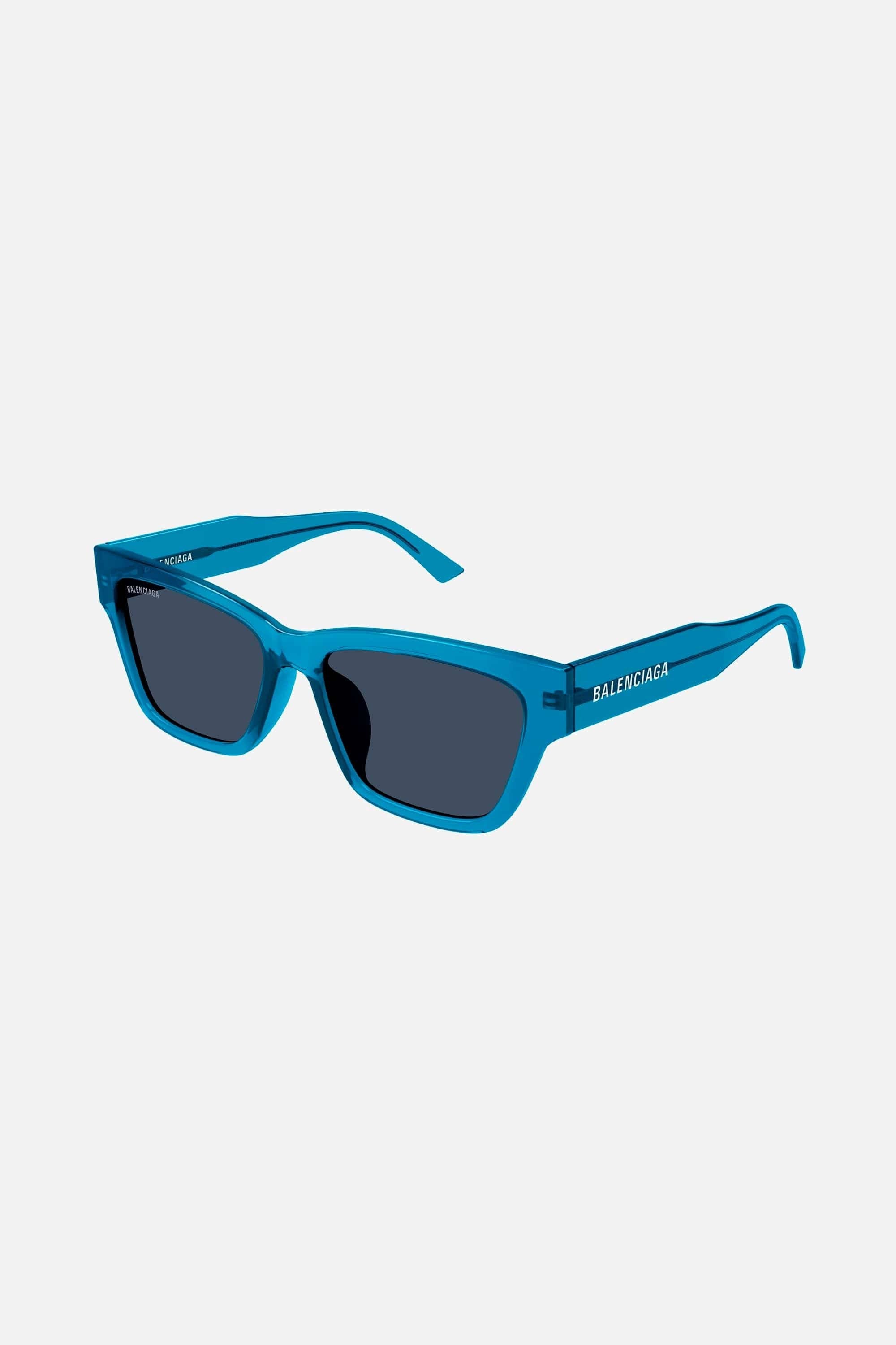 Balenciaga rectangular light sunglasses in blue