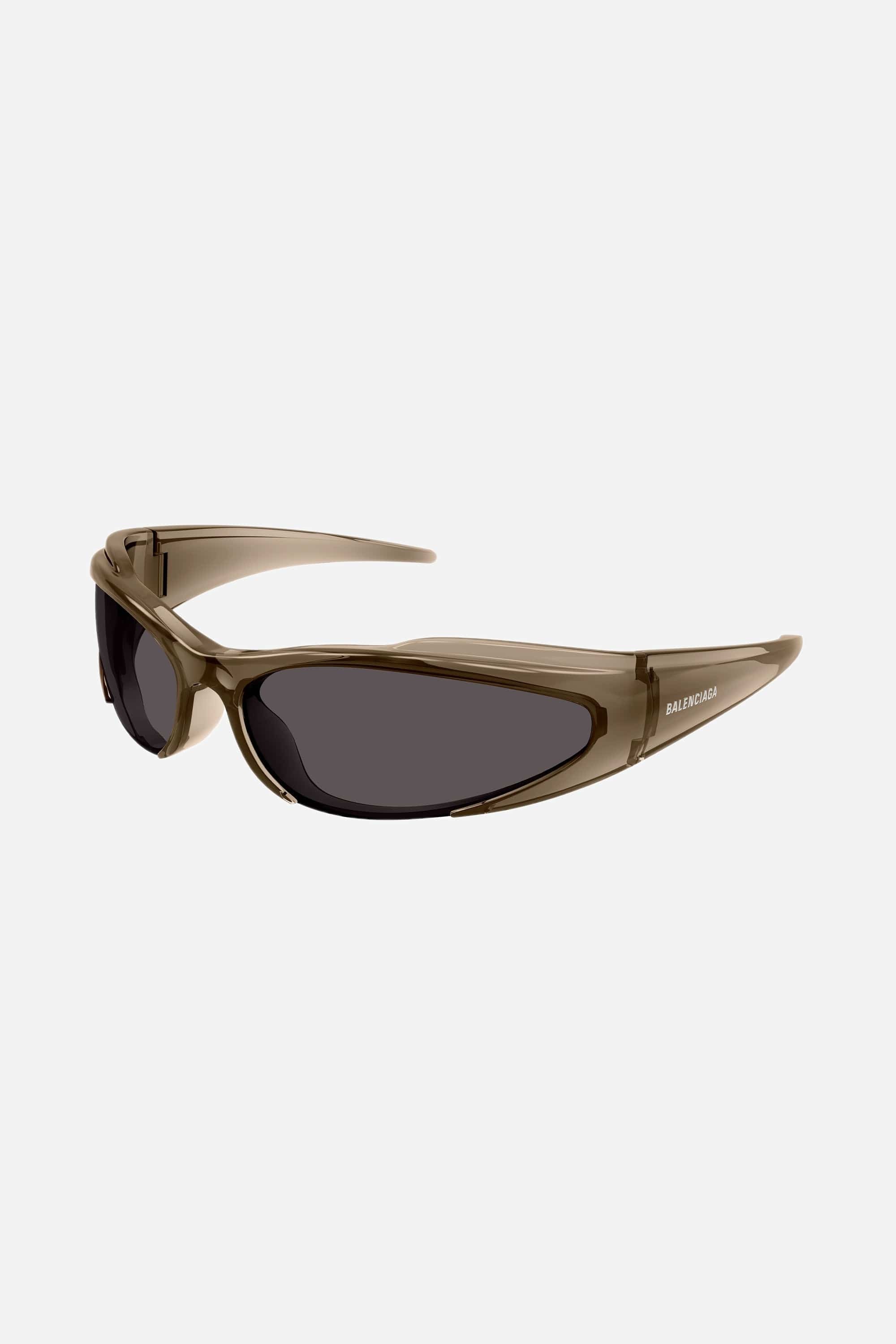 Balenciaga reverse Xpander wrap rectangle brown sporty sunglasses