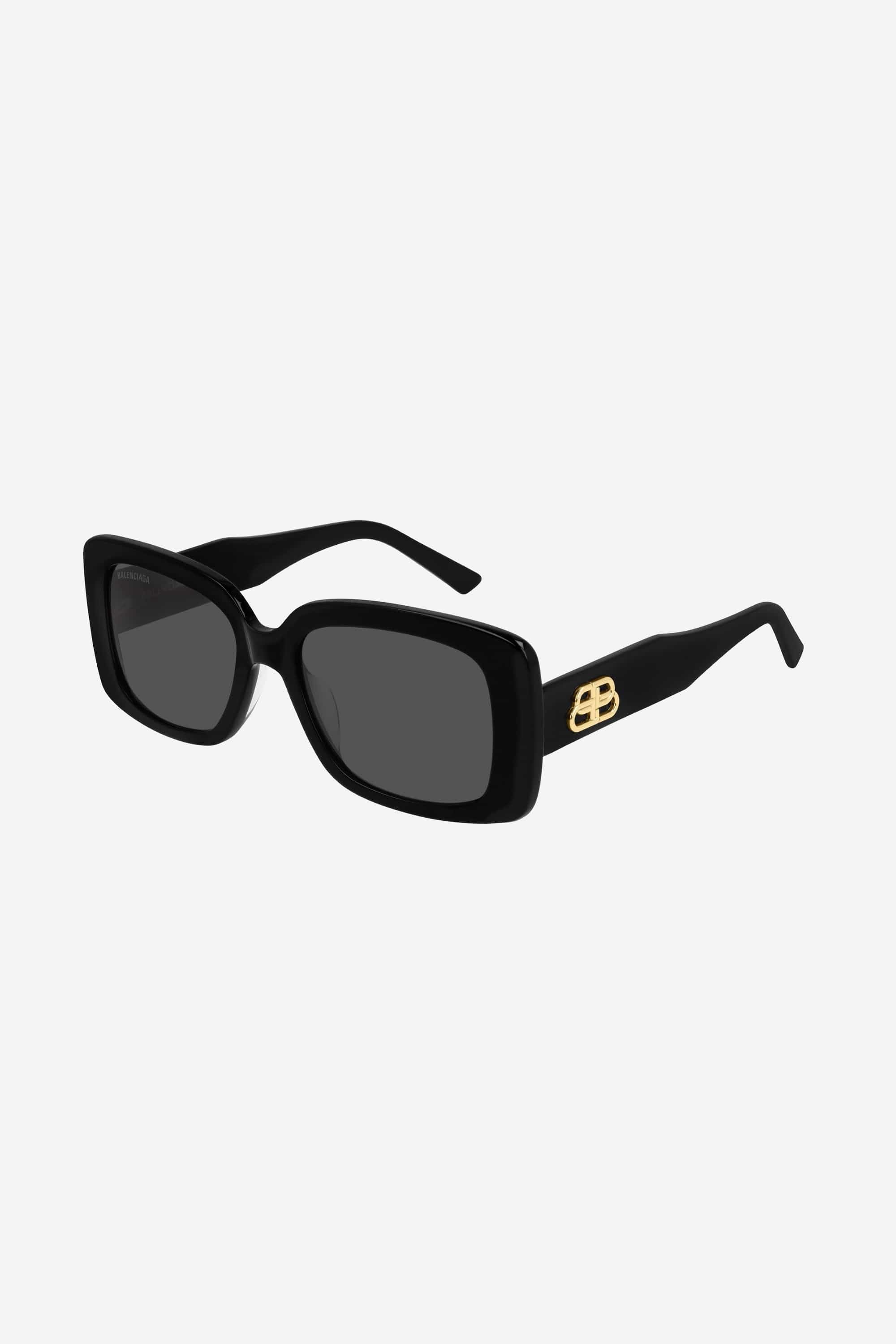 Balenciaga slim rectangular black sunglasses