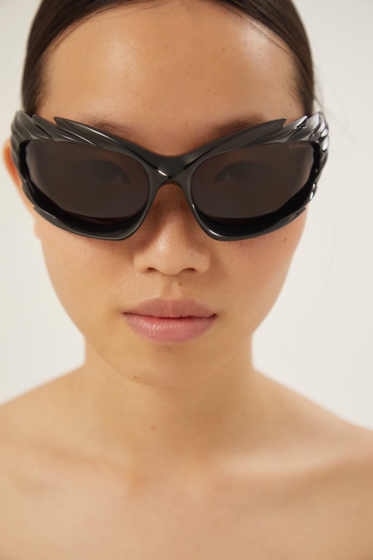 Balenciaga Spike rectangle sunglasses in black